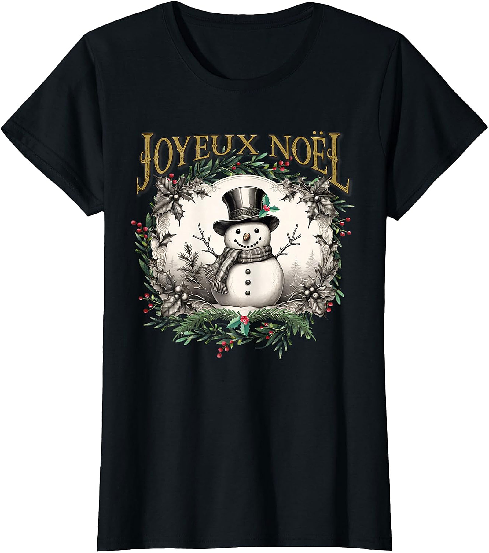  Joyeux Noël Vintage Snowman T-Shirt | Holiday Tee