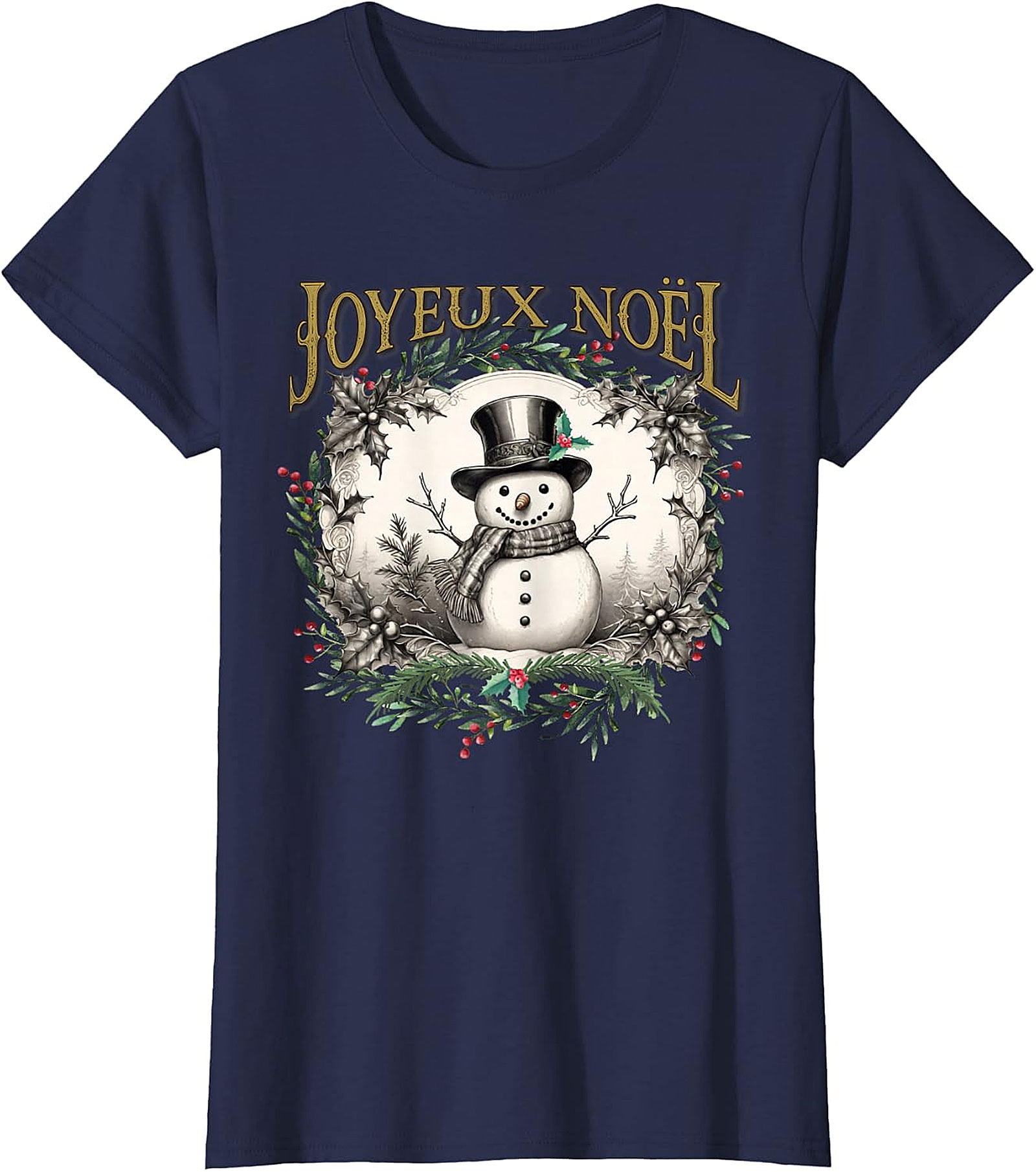  Joyeux Noël Vintage Snowman T-Shirt | Holiday Tee