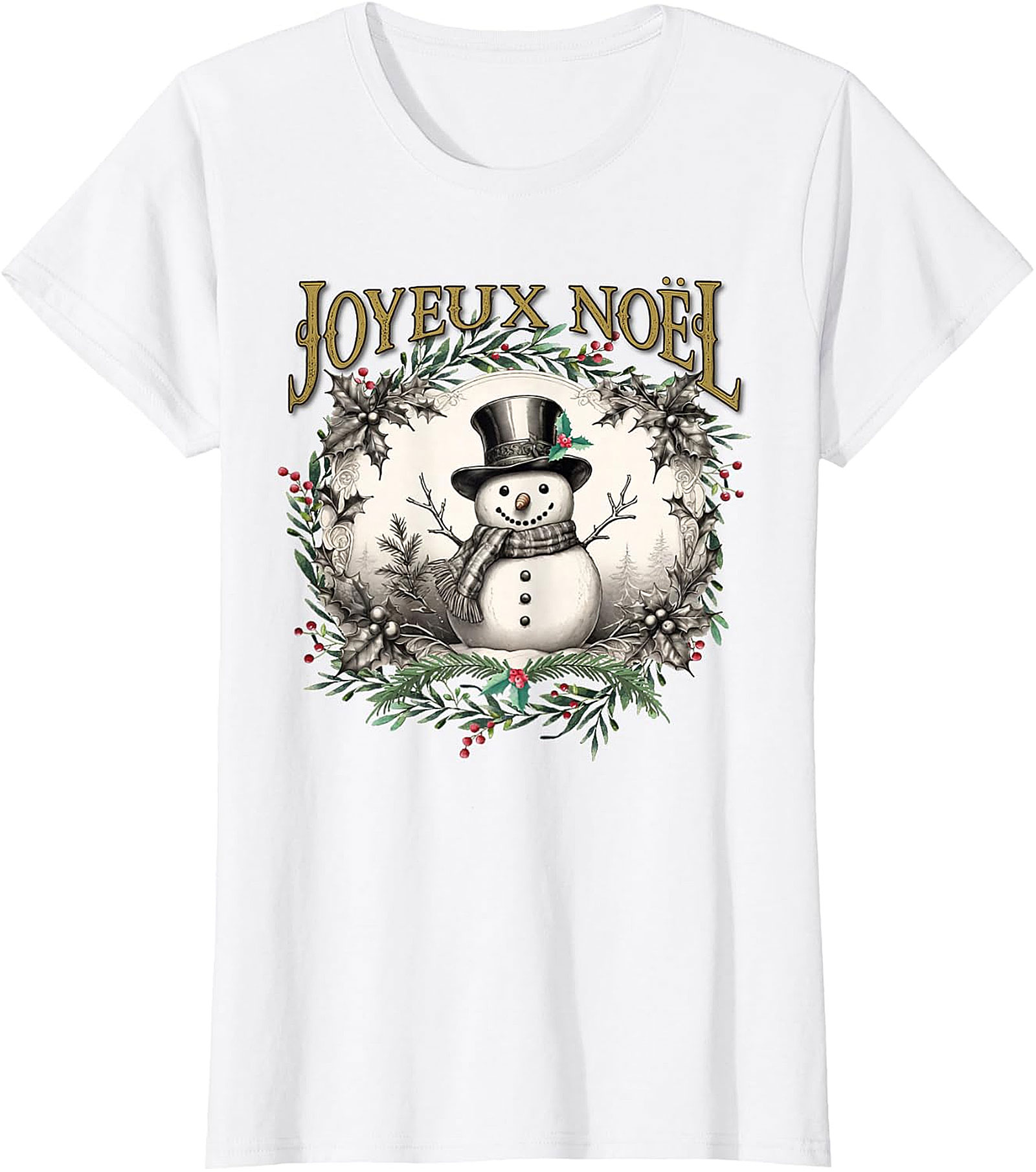  Joyeux Noël Vintage Snowman T-Shirt | Holiday Tee