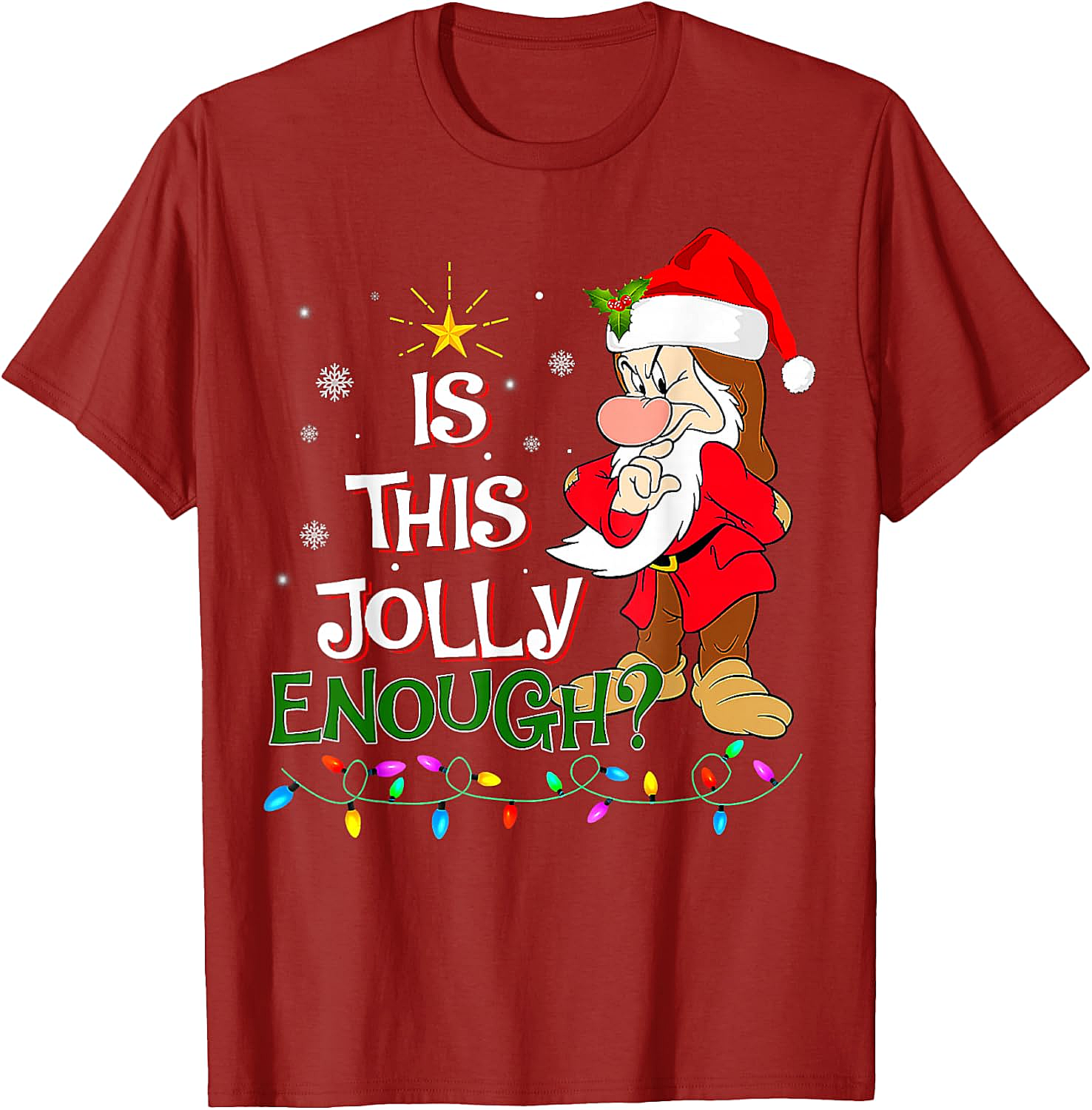 Grumpy Elf "Is This Jolly Enough?" Christmas T-Shirt