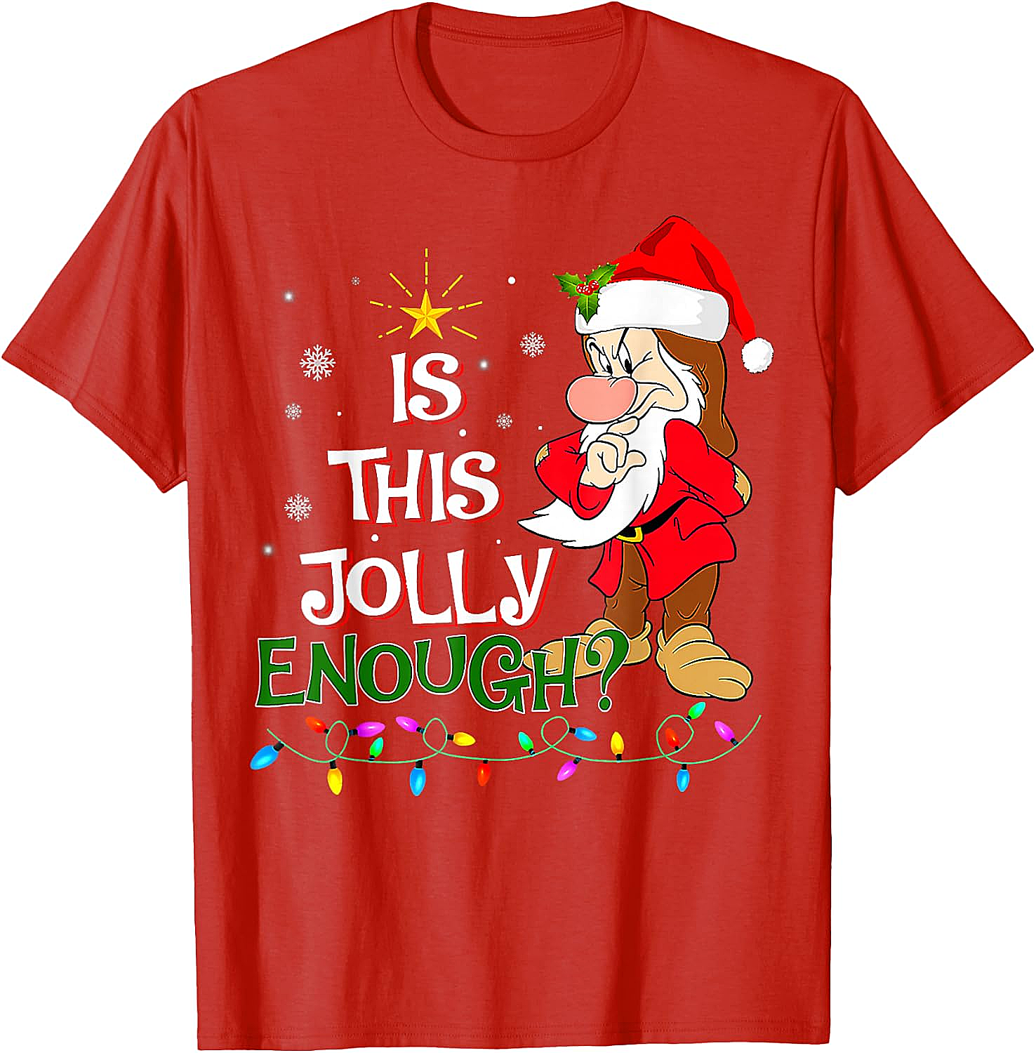 Grumpy Elf "Is This Jolly Enough?" Christmas T-Shirt