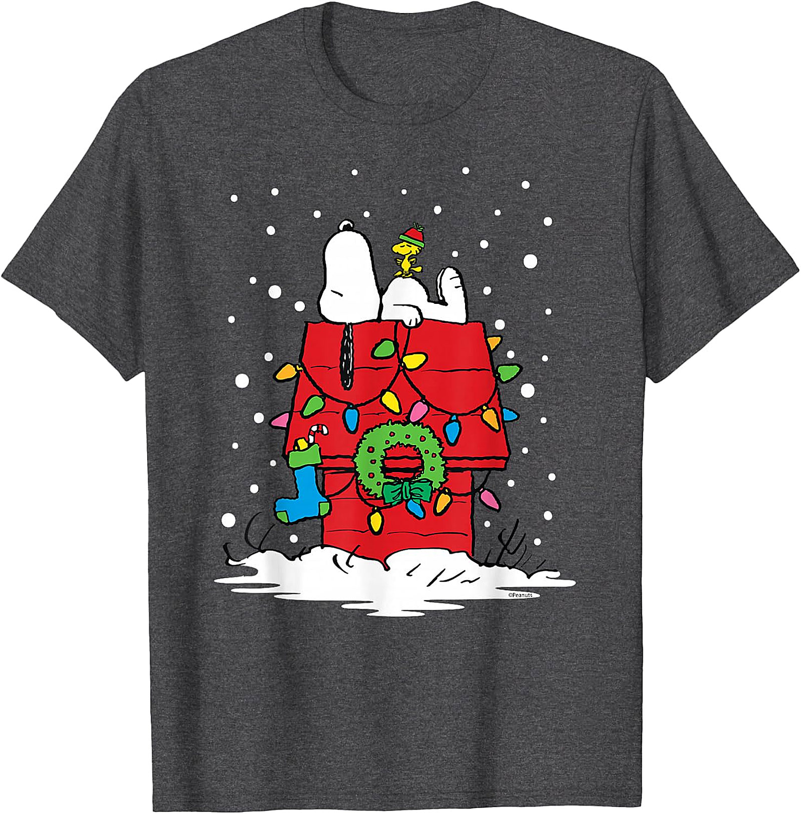 Snoopy & Woodstock Christmas Doghouse T-Shirt - Holiday Tee