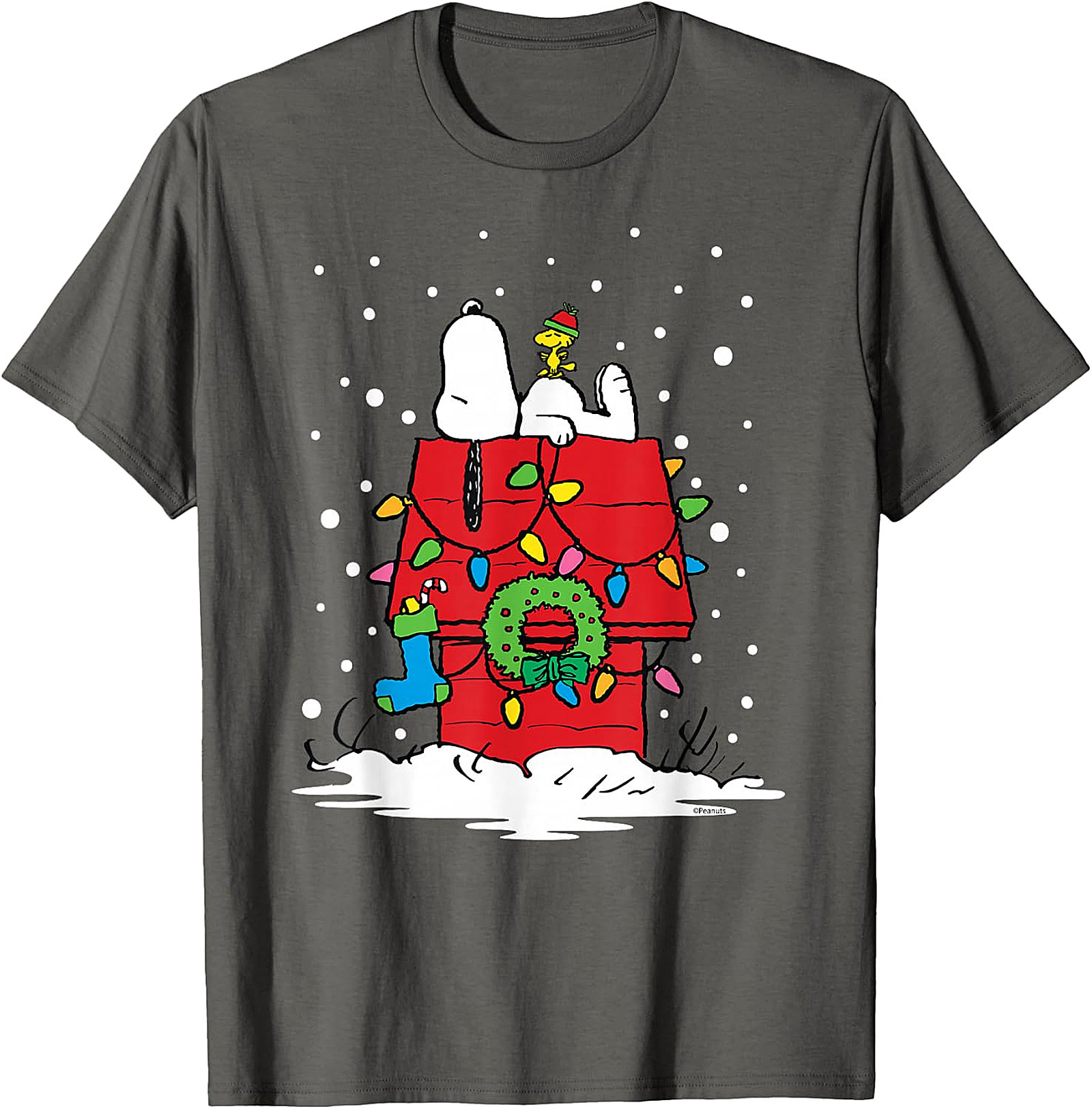 Snoopy & Woodstock Christmas Doghouse T-Shirt - Holiday Tee