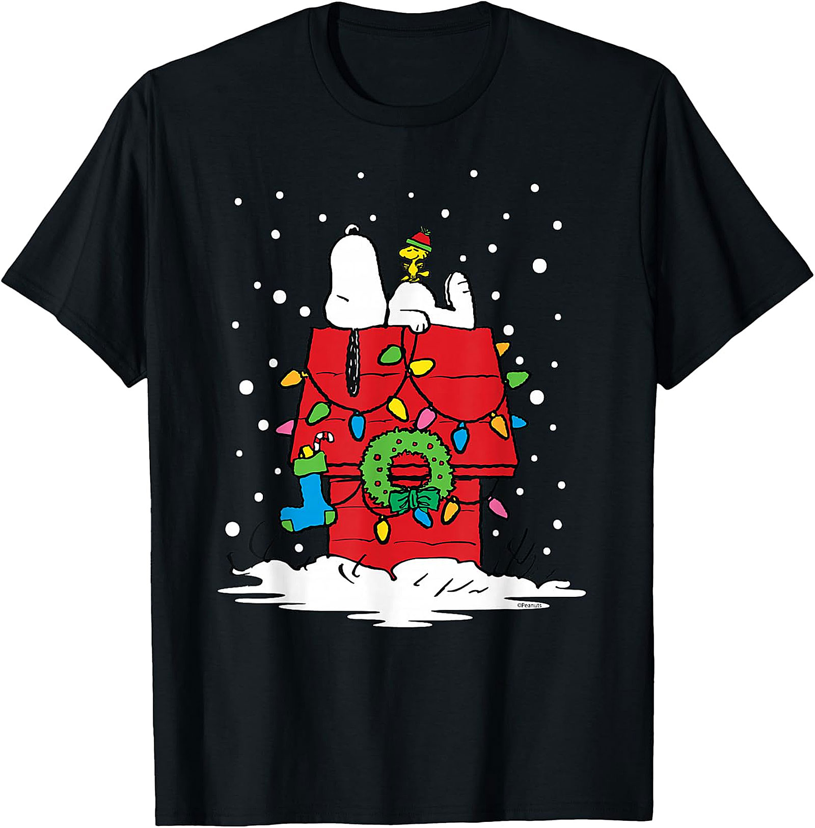 Snoopy & Woodstock Christmas Doghouse T-Shirt - Holiday Tee