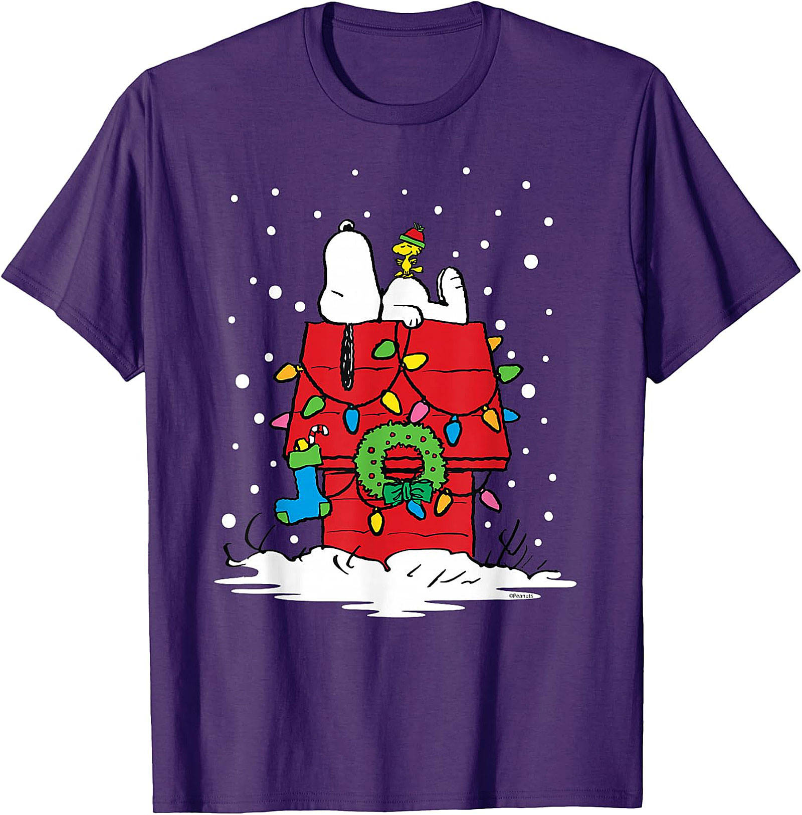 Snoopy & Woodstock Christmas Doghouse T-Shirt - Holiday Tee