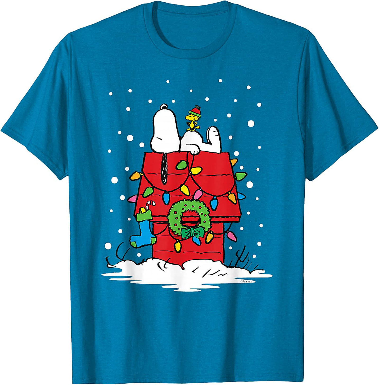 Snoopy & Woodstock Christmas Doghouse T-Shirt - Holiday Tee