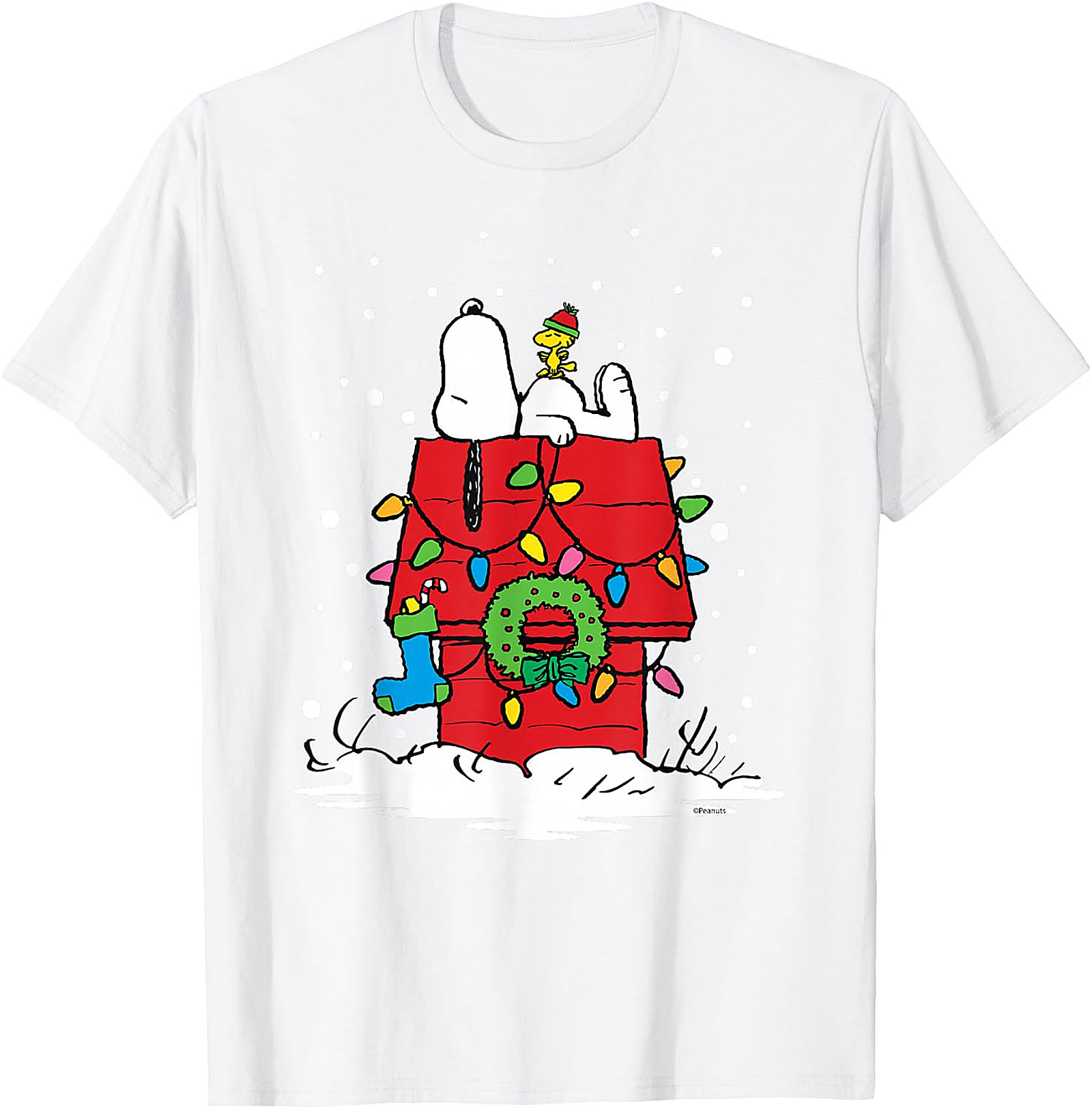 Snoopy & Woodstock Christmas Doghouse T-Shirt - Holiday Tee