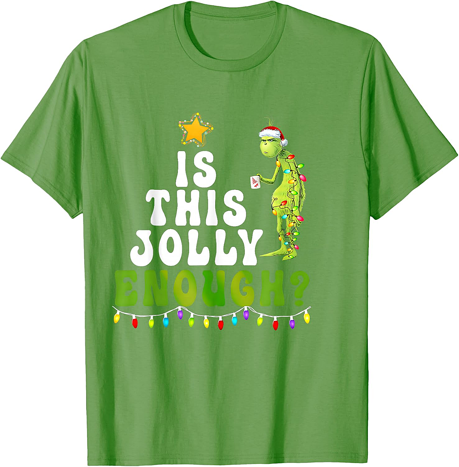  Is This Jolly Enough Grinch Christmas Lights Funny T-Shirt