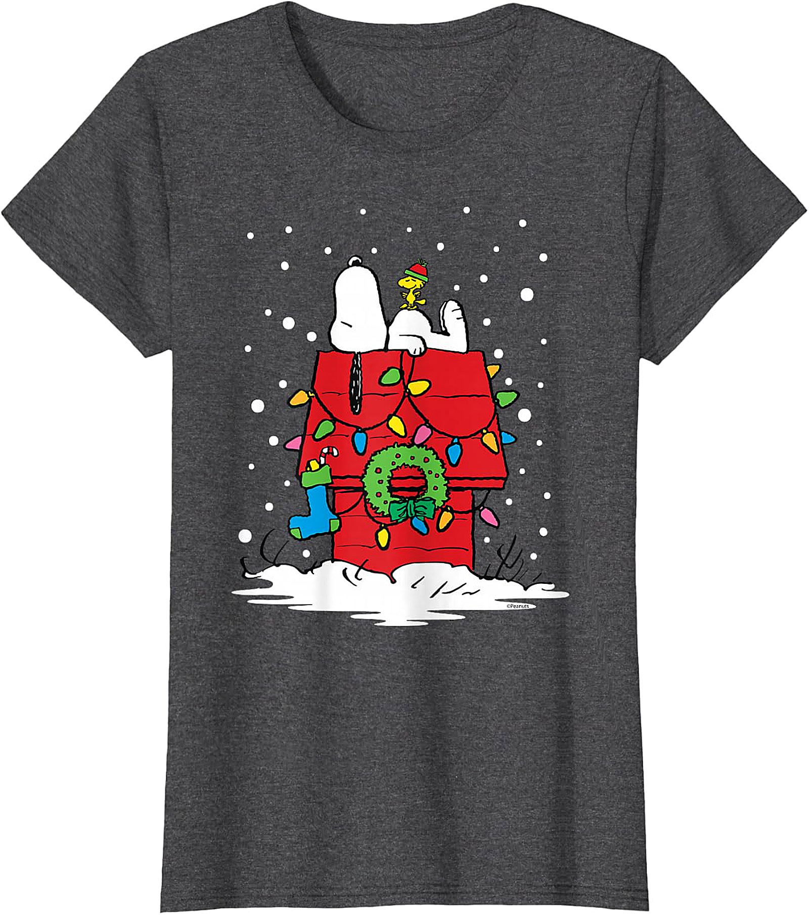 Snoopy & Woodstock Christmas Doghouse T-Shirt - Holiday Tee