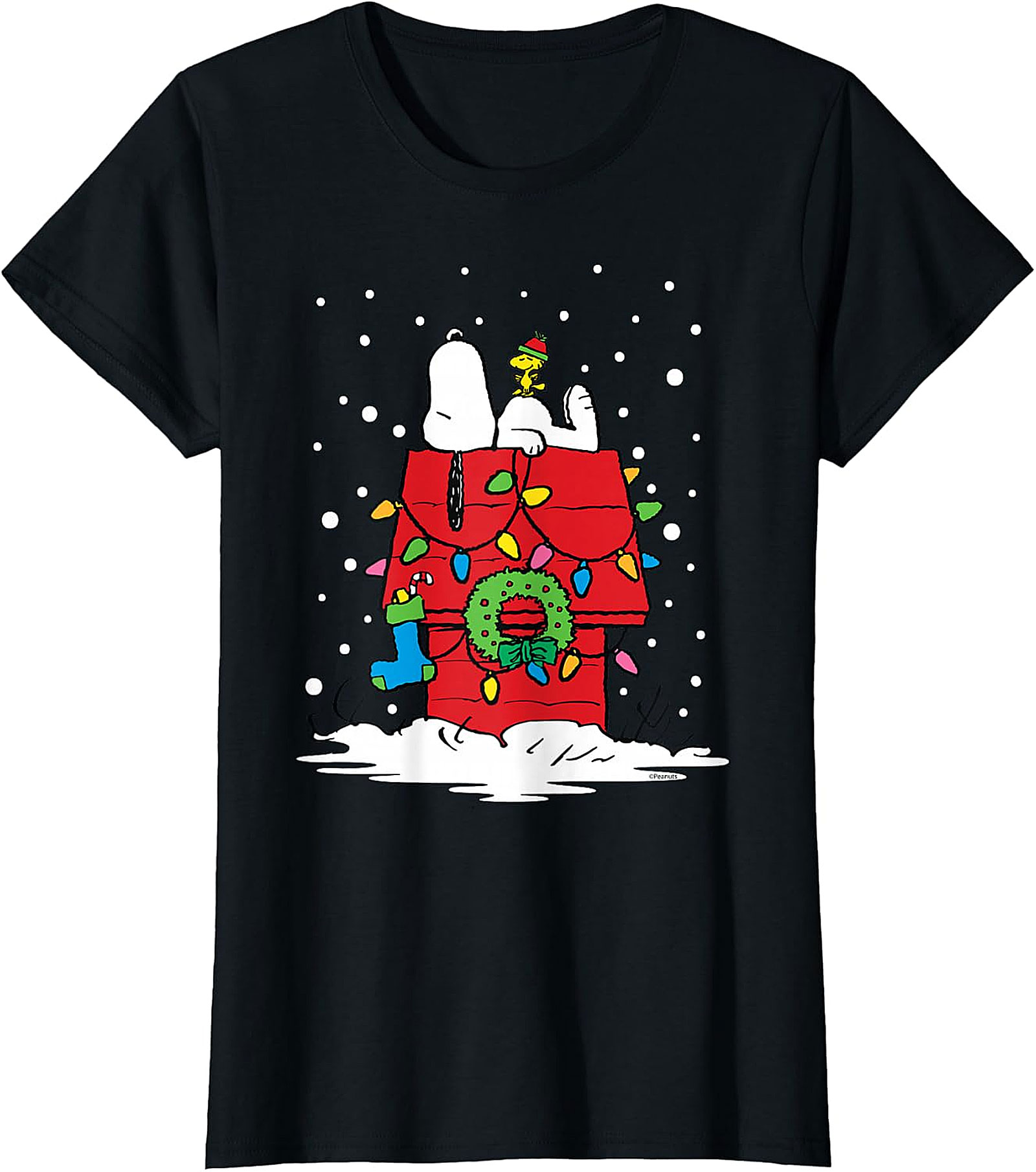 Snoopy & Woodstock Christmas Doghouse T-Shirt - Holiday Tee