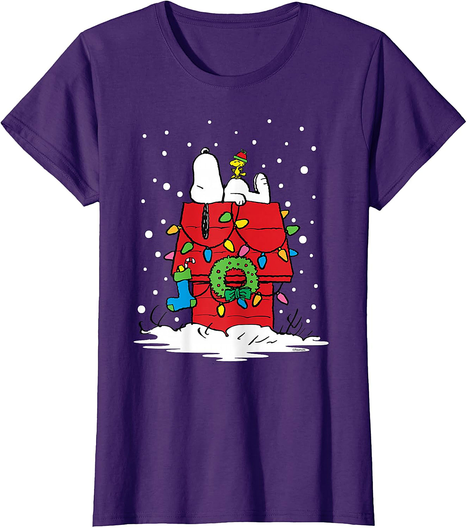Snoopy & Woodstock Christmas Doghouse T-Shirt - Holiday Tee