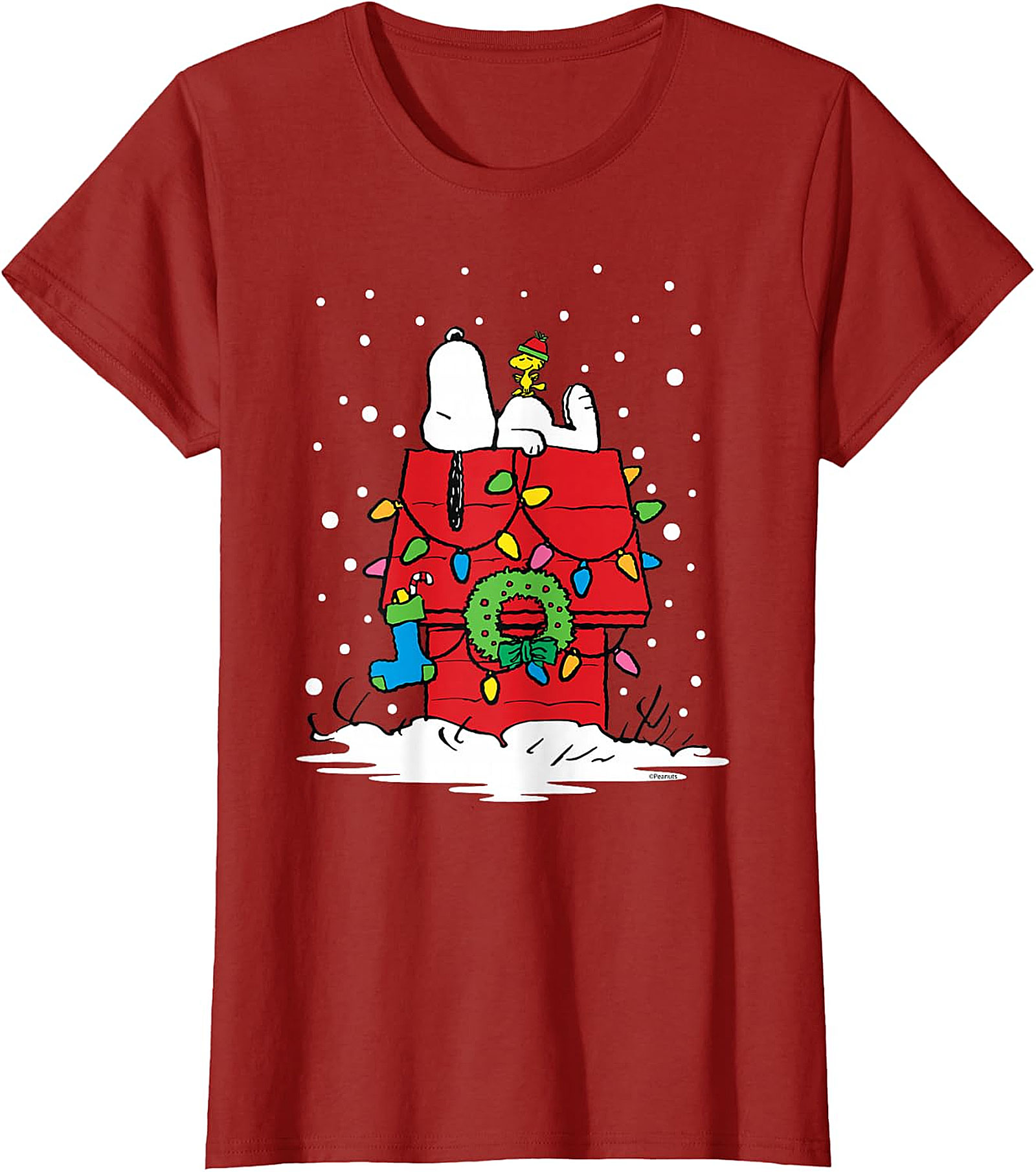 Snoopy & Woodstock Christmas Doghouse T-Shirt - Holiday Tee