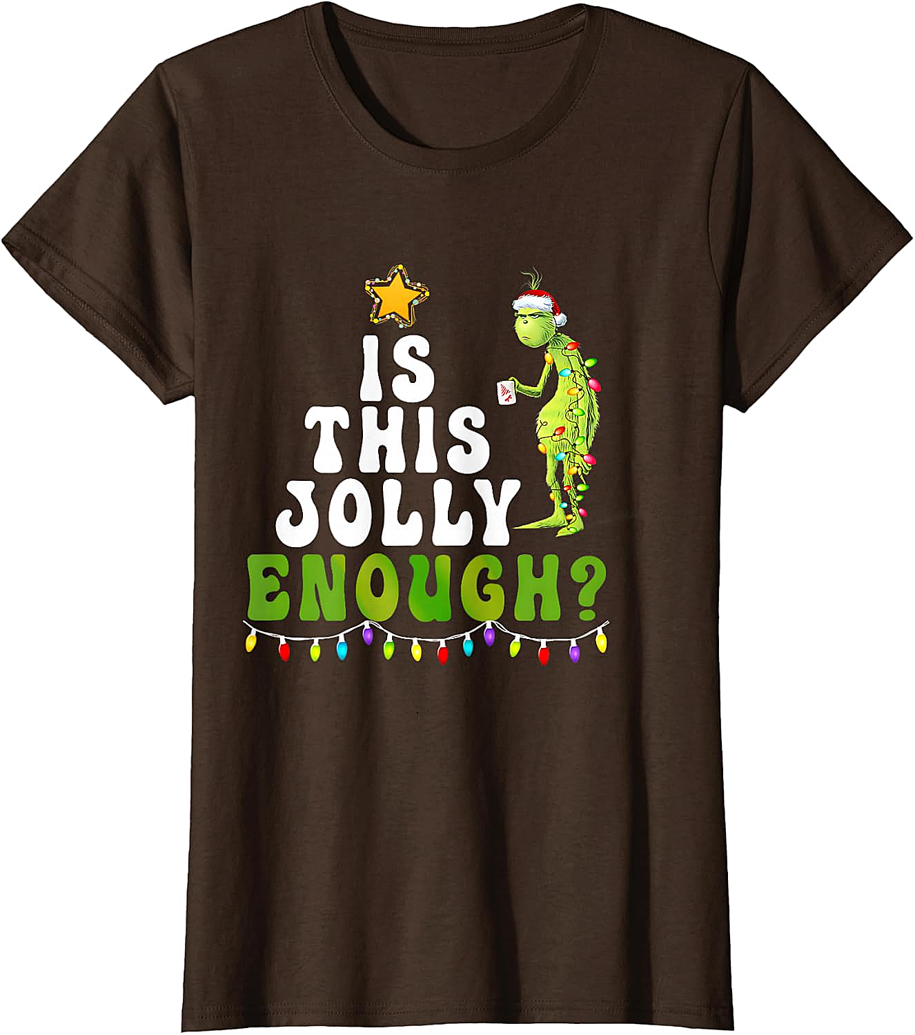  Is This Jolly Enough Grinch Christmas Lights Funny T-Shirt