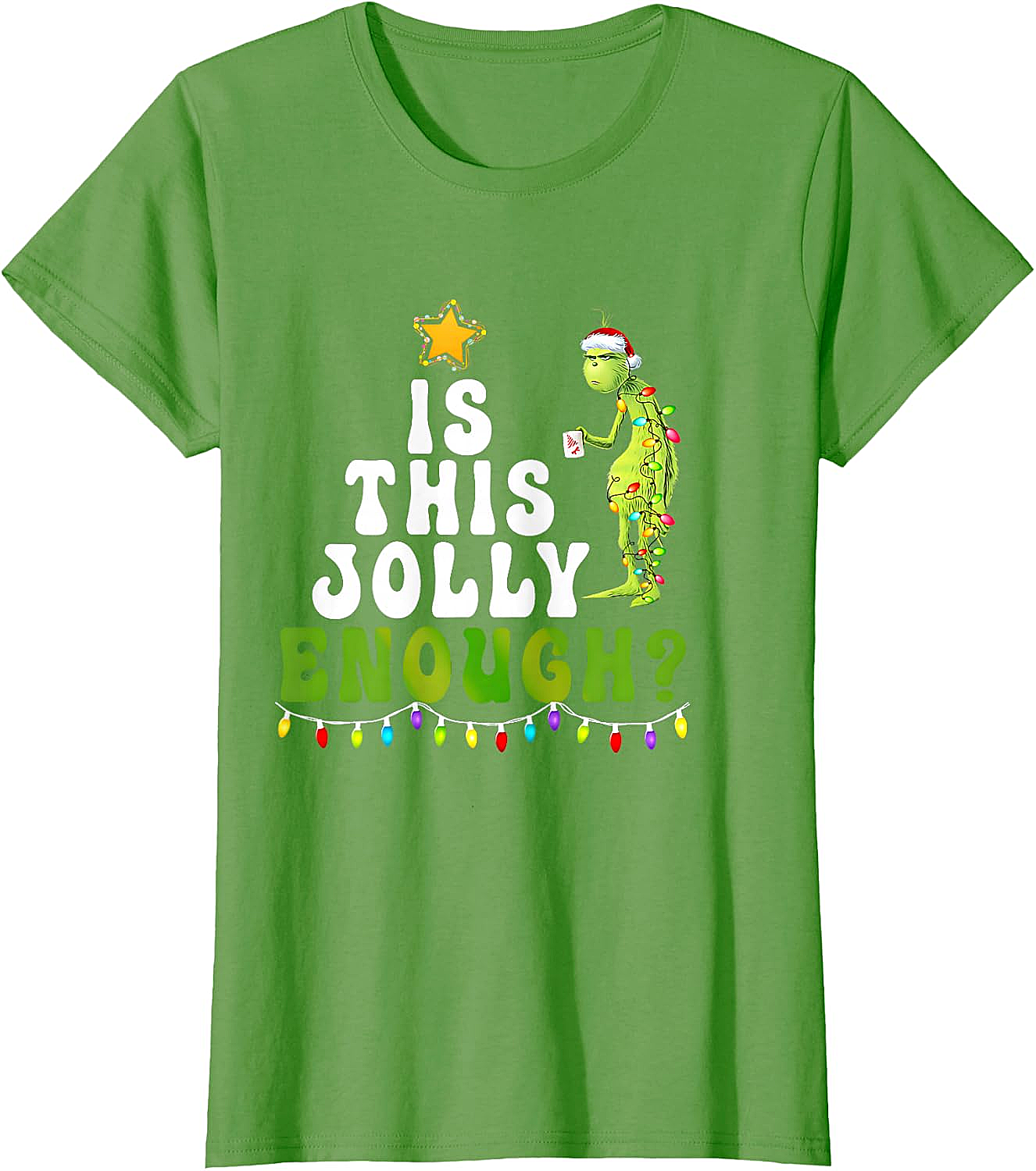  Is This Jolly Enough Grinch Christmas Lights Funny T-Shirt