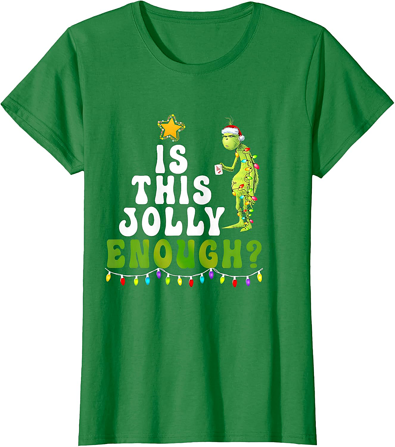  Is This Jolly Enough Grinch Christmas Lights Funny T-Shirt