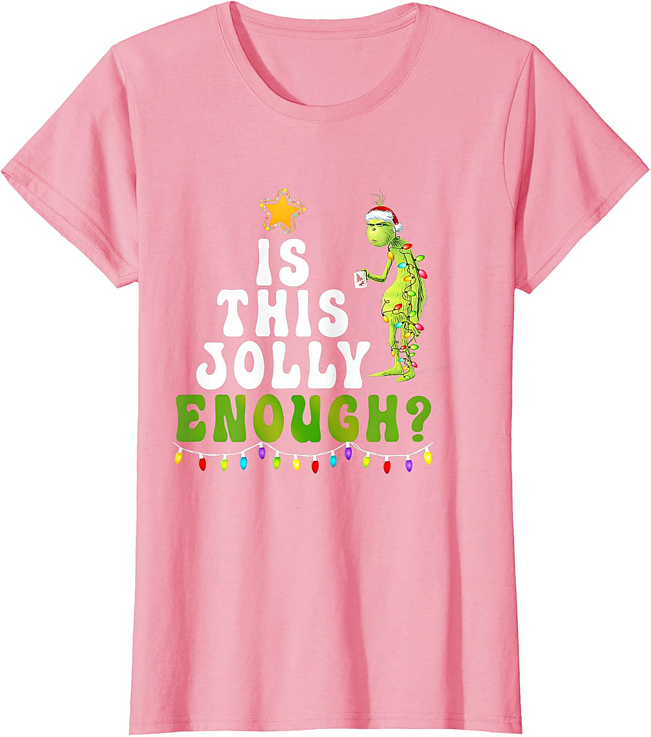  Is This Jolly Enough Grinch Christmas Lights Funny T-Shirt
