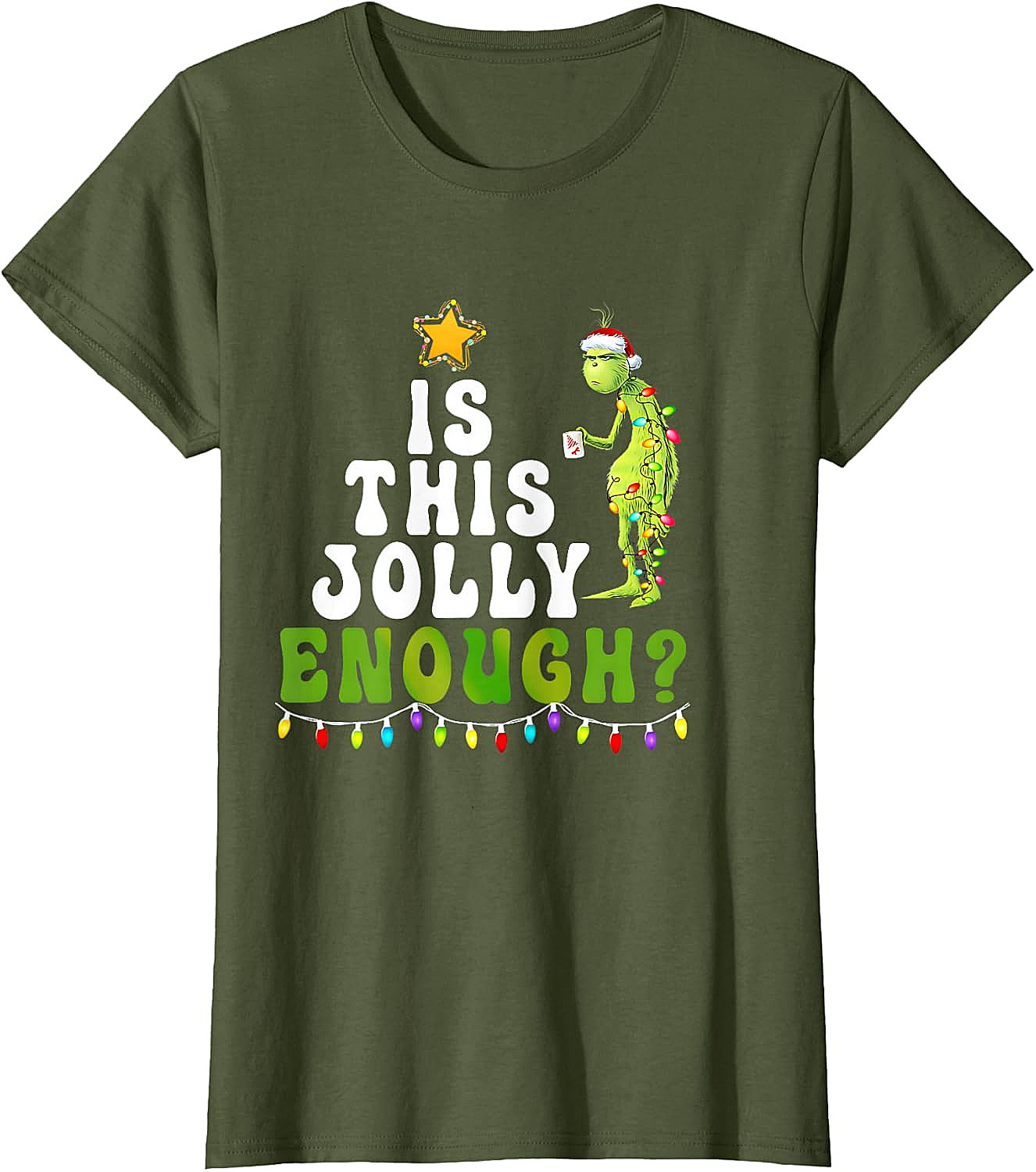  Is This Jolly Enough Grinch Christmas Lights Funny T-Shirt