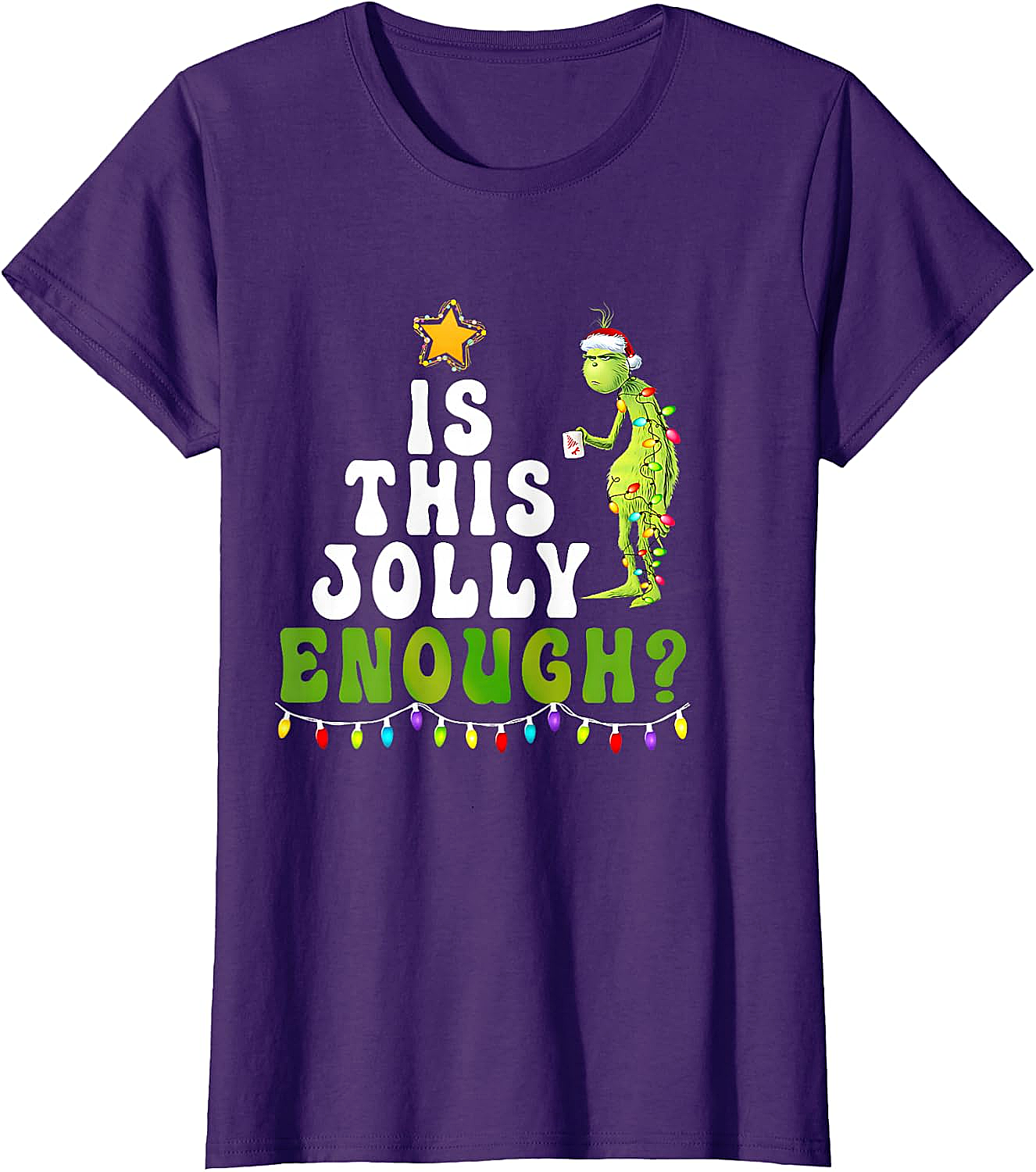  Is This Jolly Enough Grinch Christmas Lights Funny T-Shirt