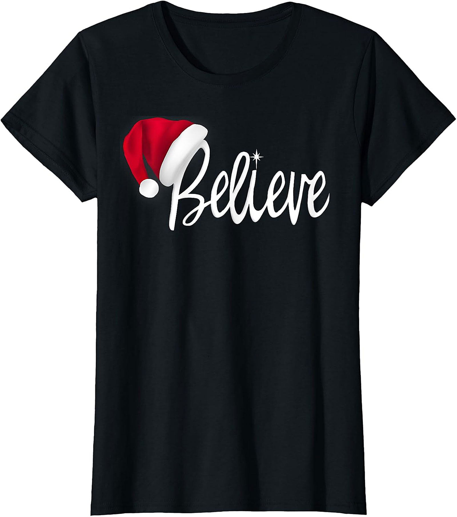 Believe Santa Hat Christmas T-Shirt | Festive Holiday Tee