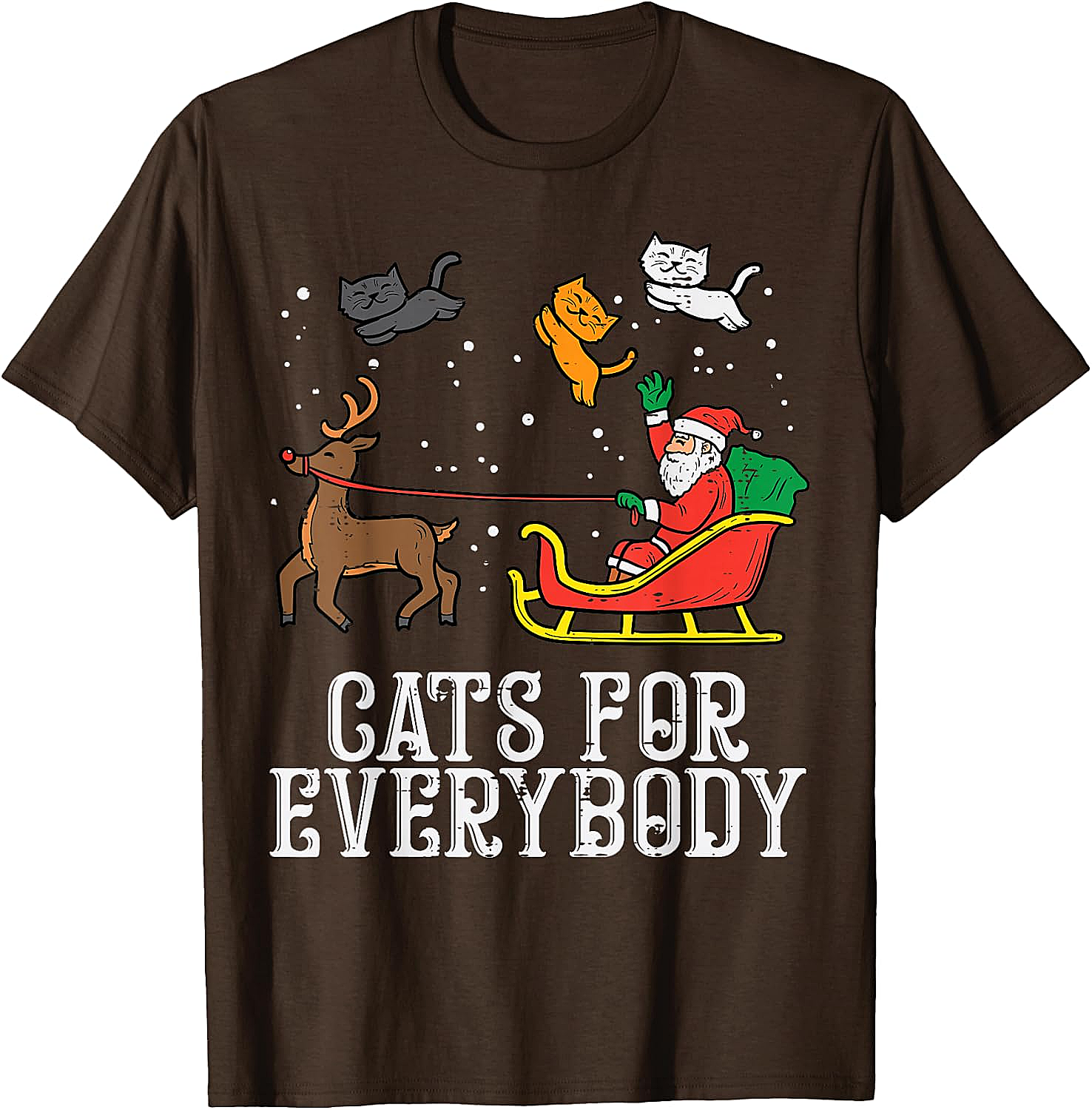 Funny Christmas Cat T-Shirt Santa, Reindeer & Flying Cats