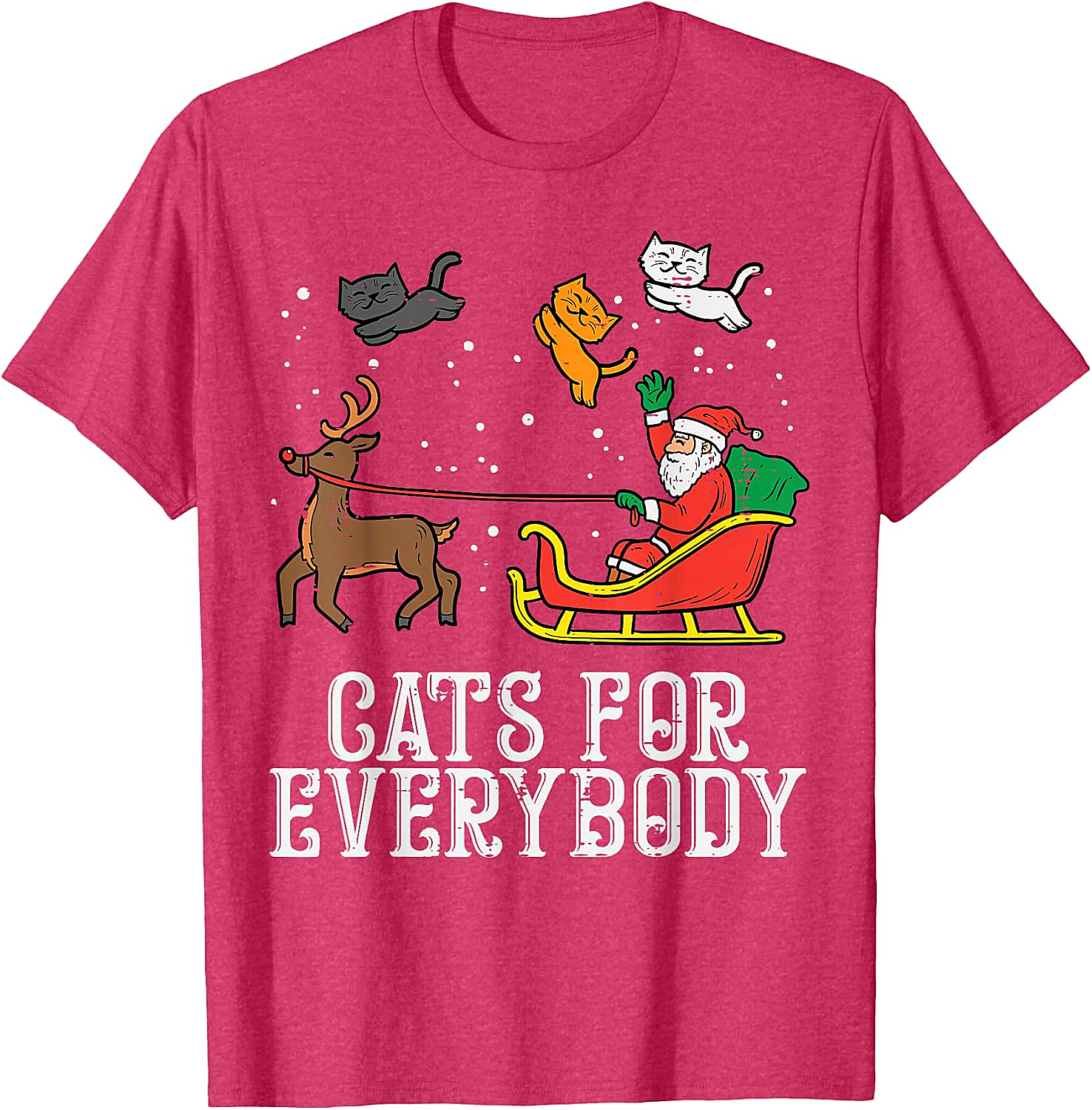 Funny Christmas Cat T-Shirt Santa, Reindeer & Flying Cats