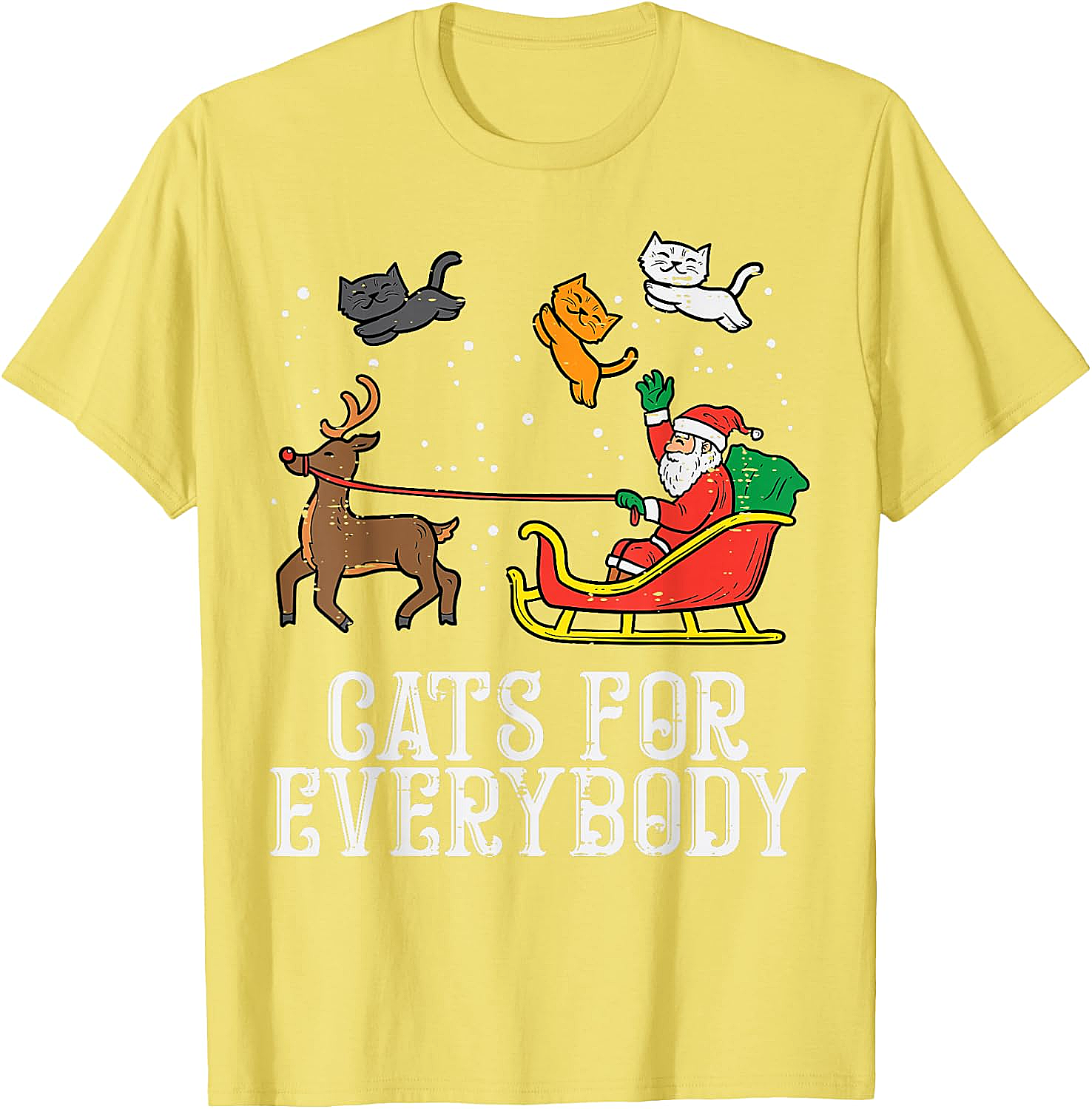 Funny Christmas Cat T-Shirt Santa, Reindeer & Flying Cats