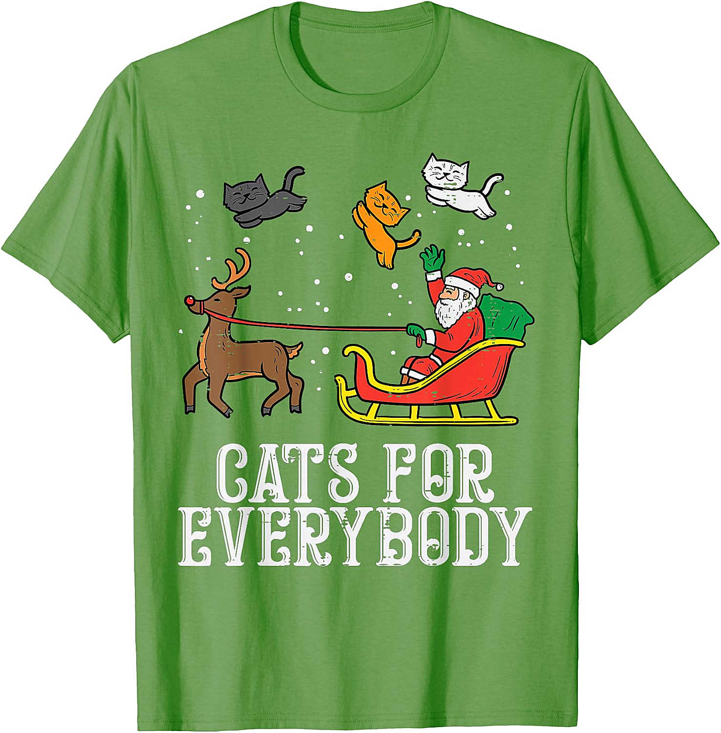 Funny Christmas Cat T-Shirt Santa, Reindeer & Flying Cats