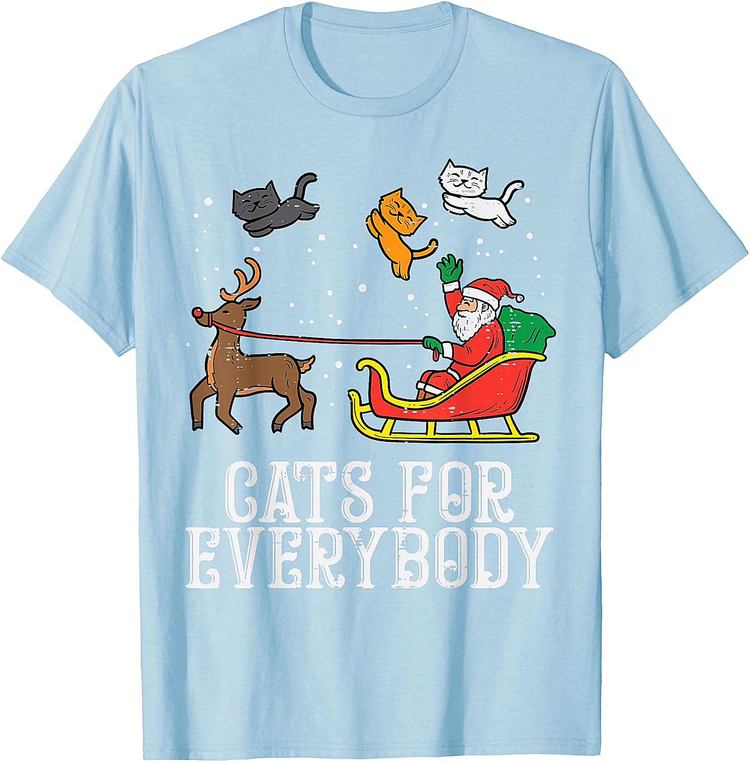 Funny Christmas Cat T-Shirt Santa, Reindeer & Flying Cats