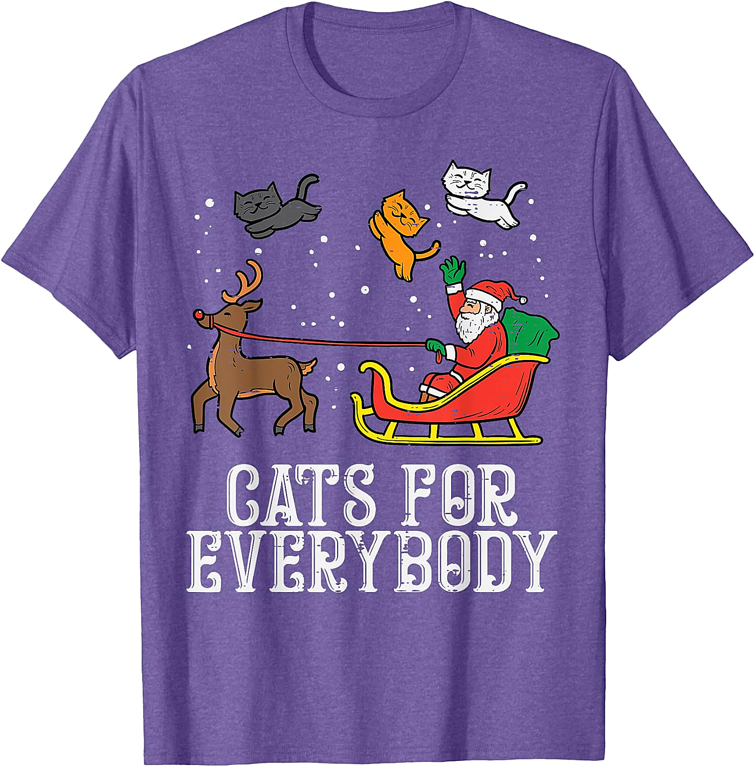 Funny Christmas Cat T-Shirt Santa, Reindeer & Flying Cats