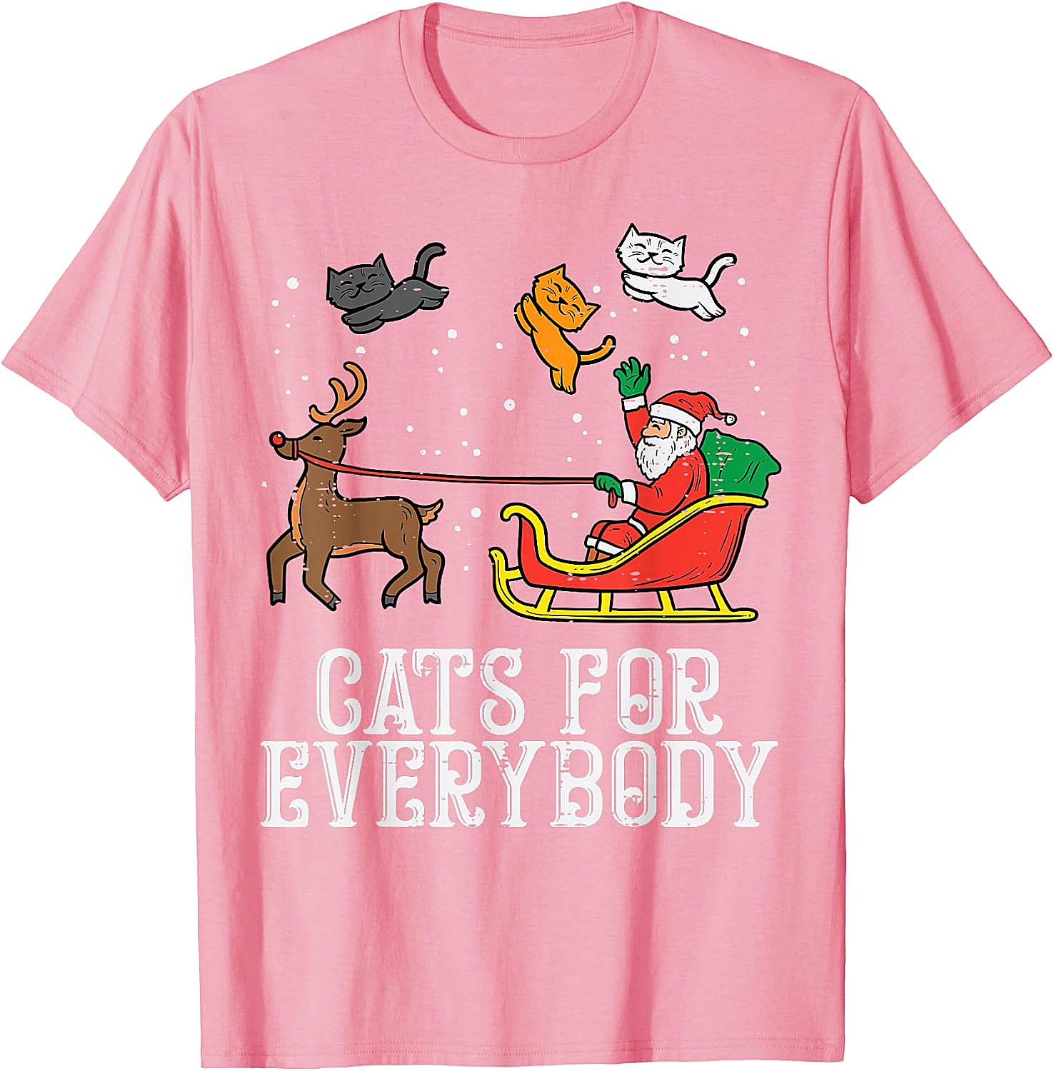 Funny Christmas Cat T-Shirt Santa, Reindeer & Flying Cats