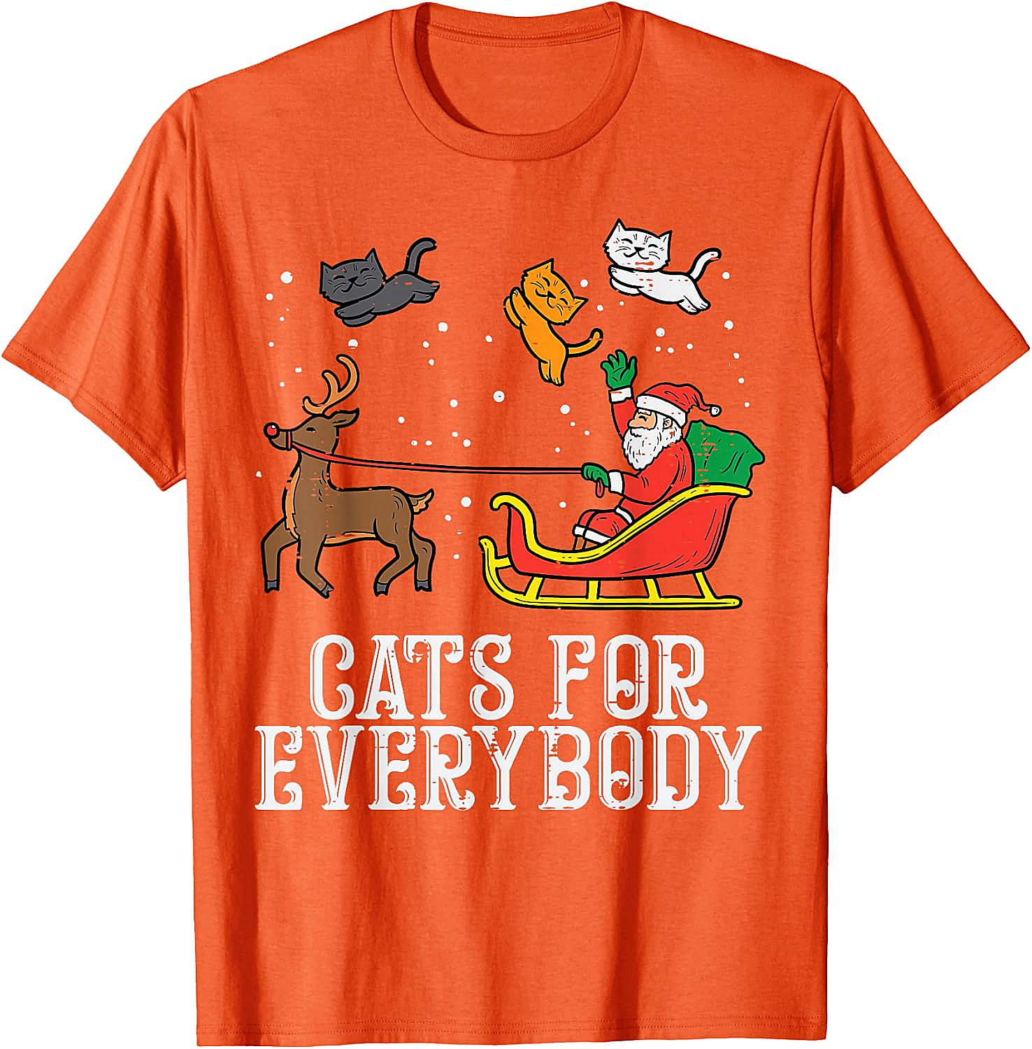 Funny Christmas Cat T-Shirt Santa, Reindeer & Flying Cats