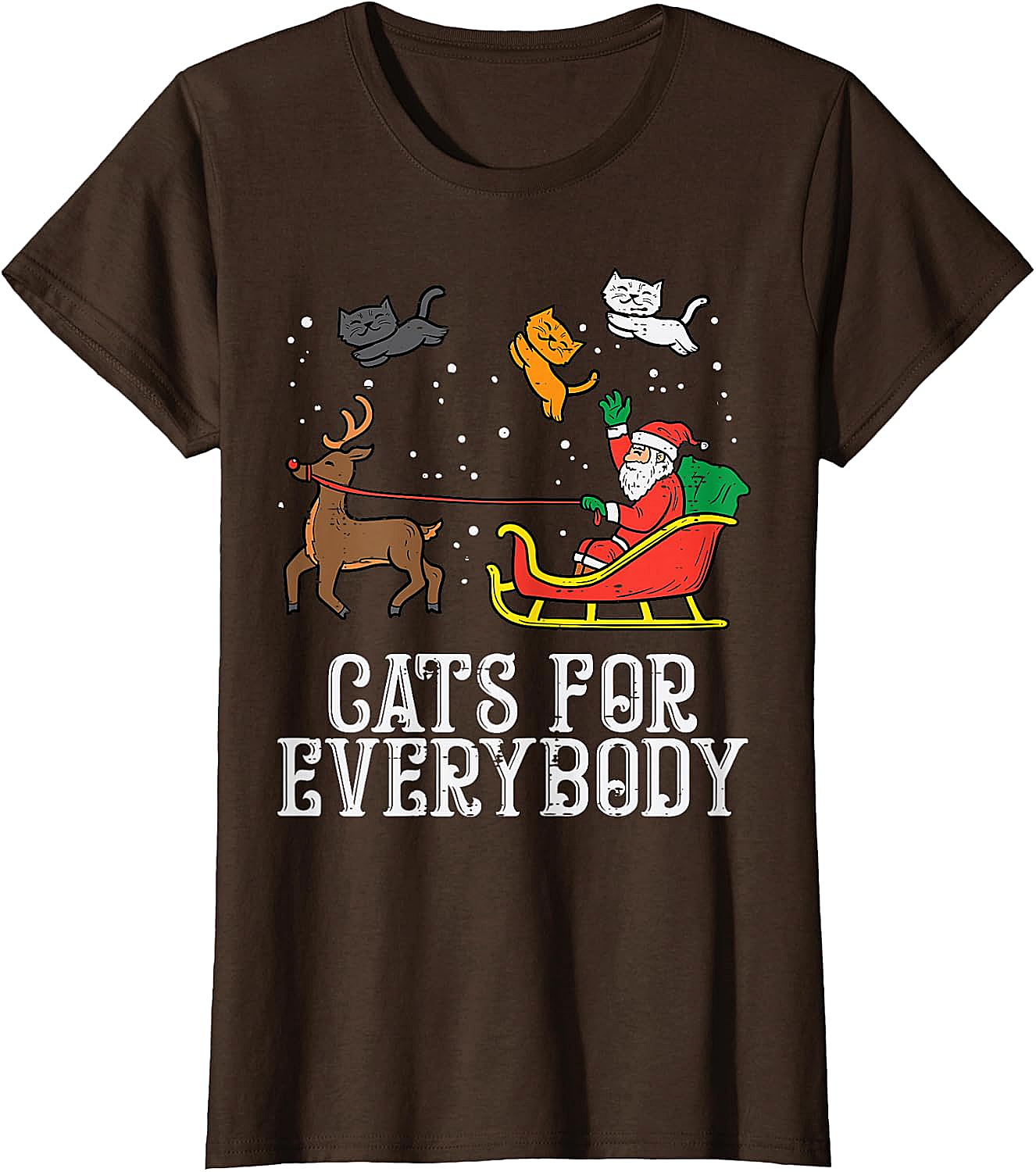 Funny Christmas Cat T-Shirt Santa, Reindeer & Flying Cats