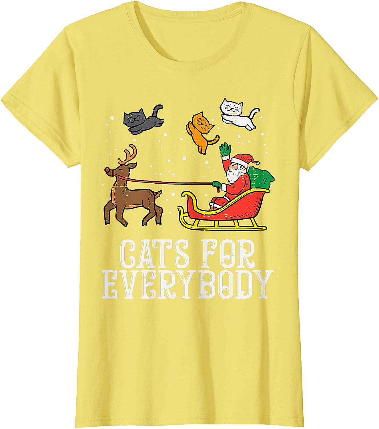 Funny Christmas Cat T-Shirt Santa, Reindeer & Flying Cats