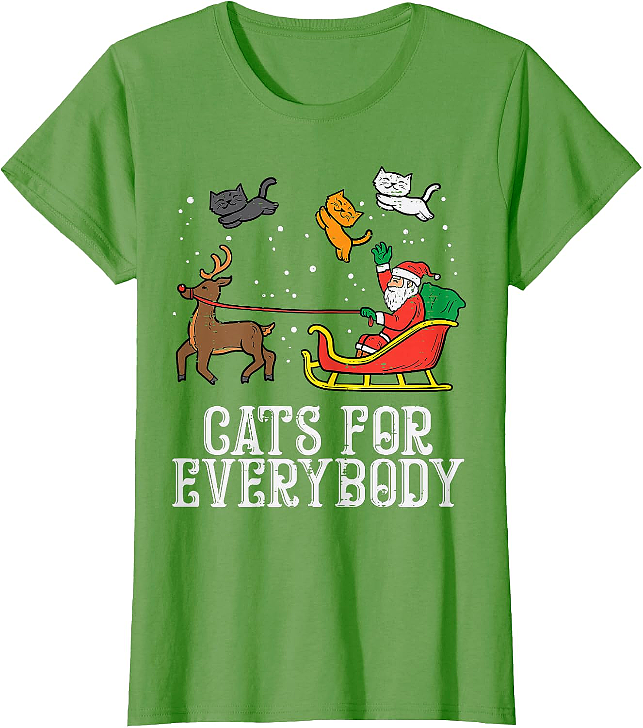 Funny Christmas Cat T-Shirt Santa, Reindeer & Flying Cats