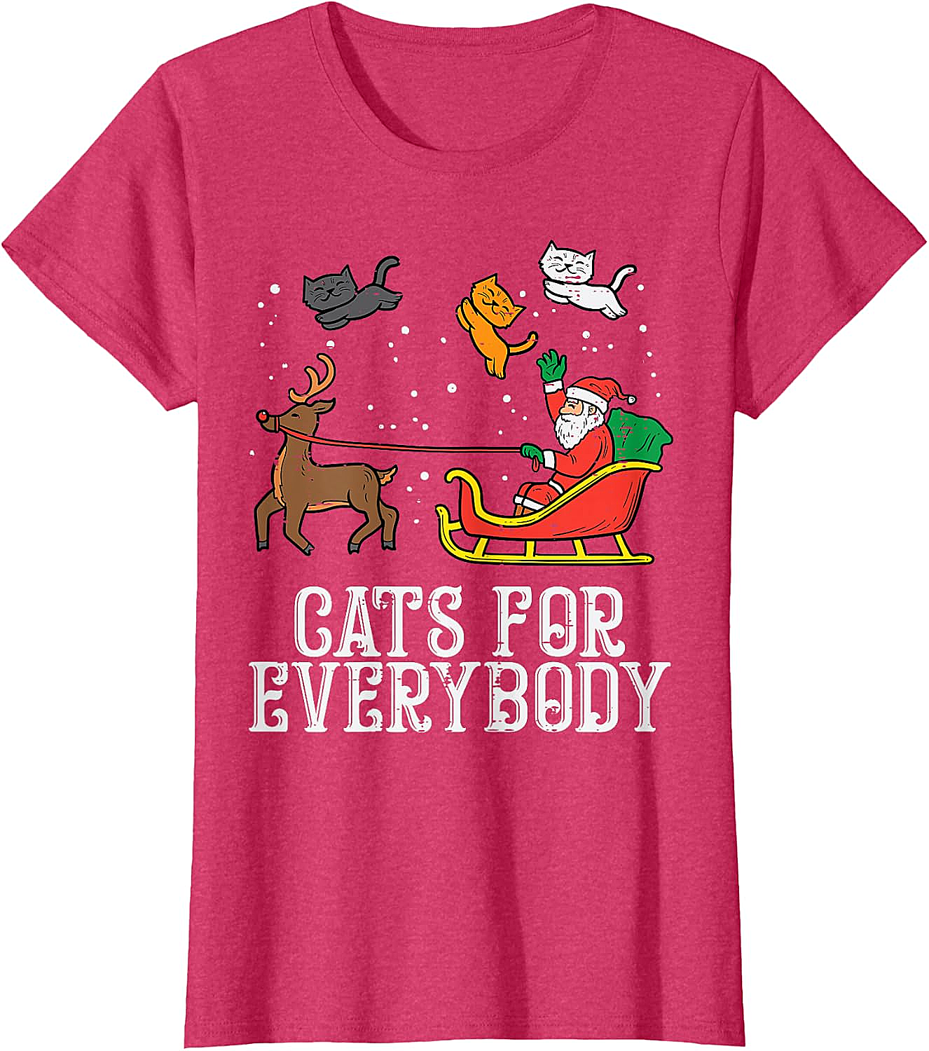 Funny Christmas Cat T-Shirt Santa, Reindeer & Flying Cats