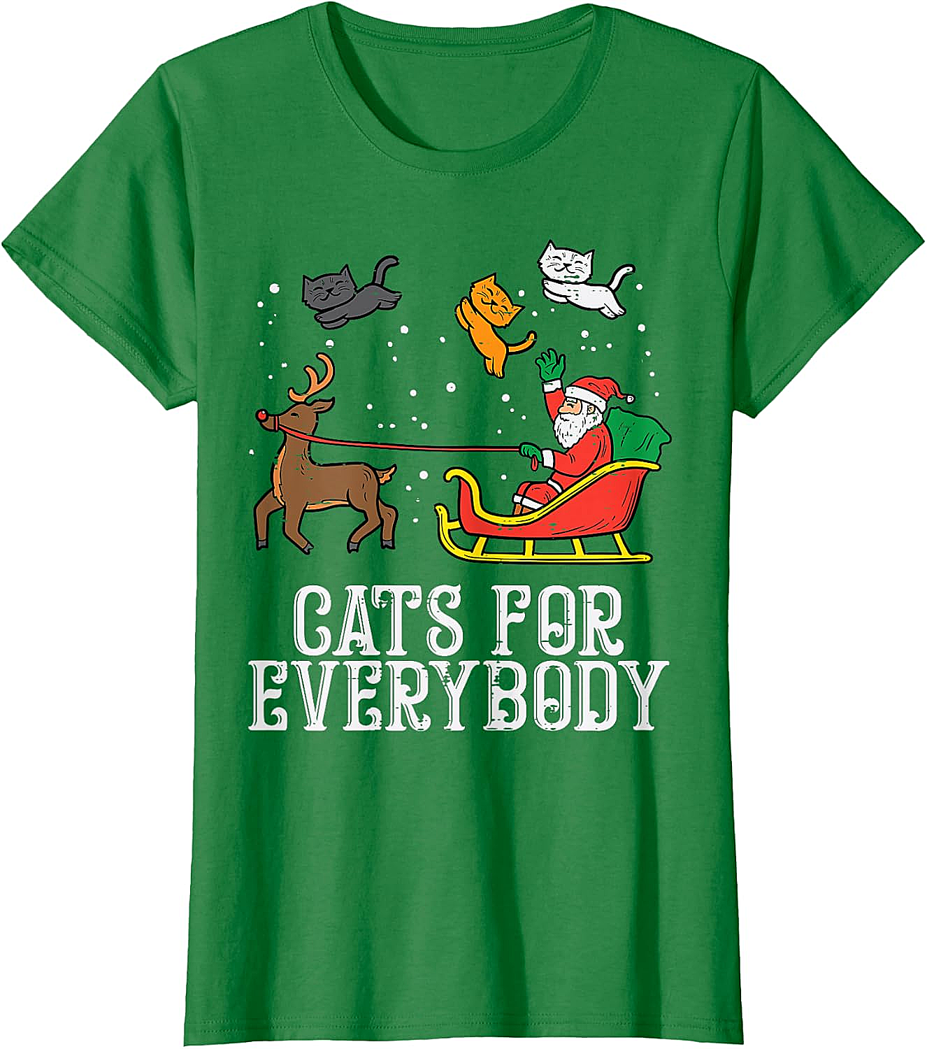 Funny Christmas Cat T-Shirt Santa, Reindeer & Flying Cats