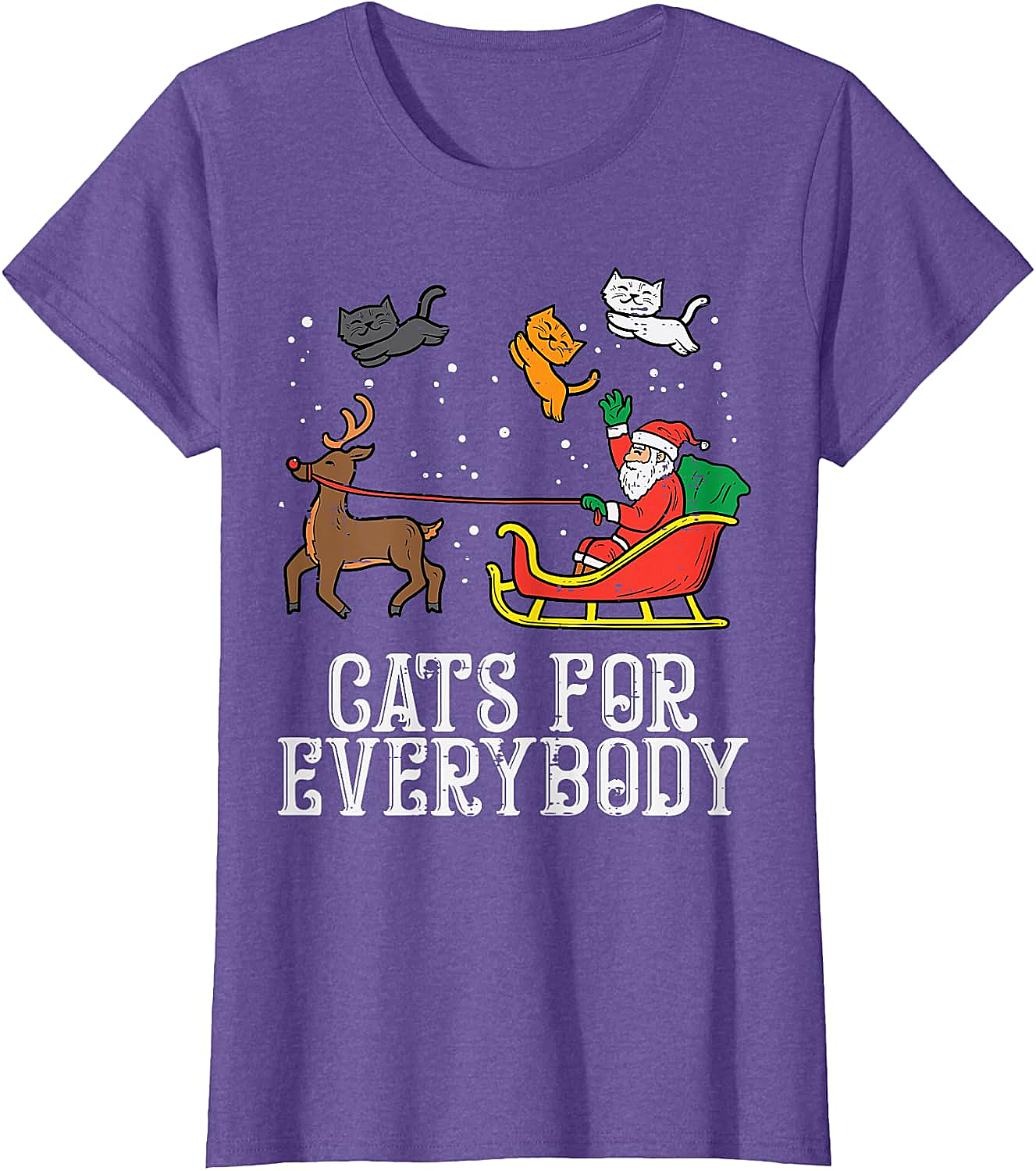 Funny Christmas Cat T-Shirt Santa, Reindeer & Flying Cats
