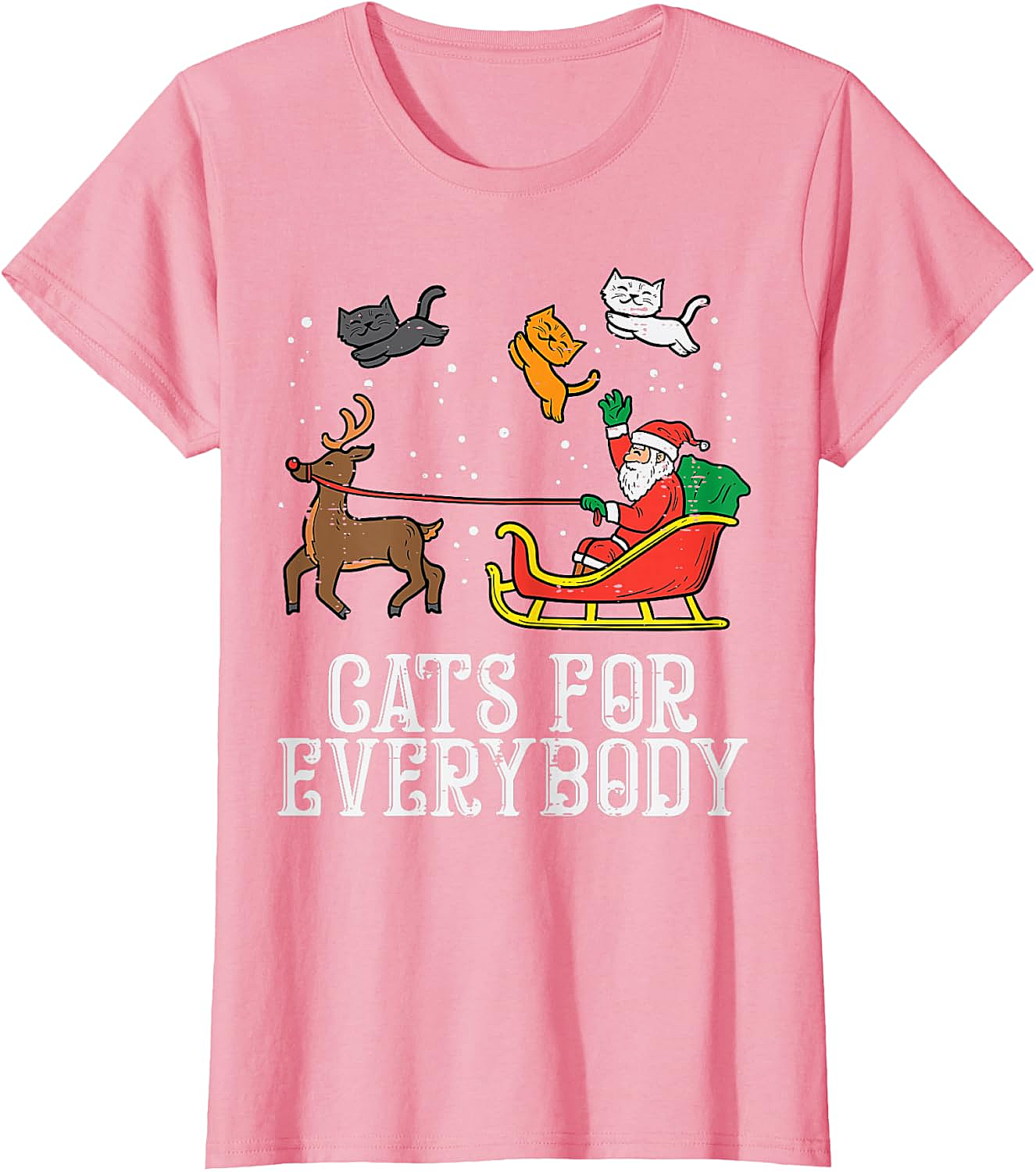 Funny Christmas Cat T-Shirt Santa, Reindeer & Flying Cats