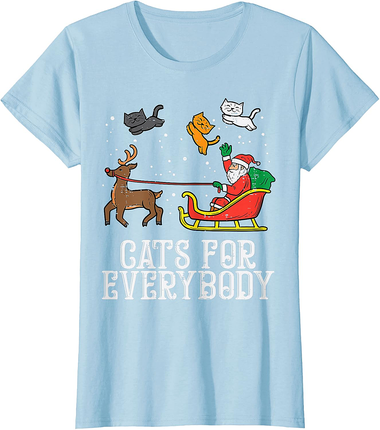 Funny Christmas Cat T-Shirt Santa, Reindeer & Flying Cats
