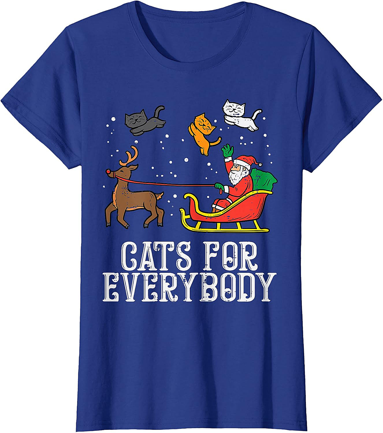 Funny Christmas Cat T-Shirt Santa, Reindeer & Flying Cats