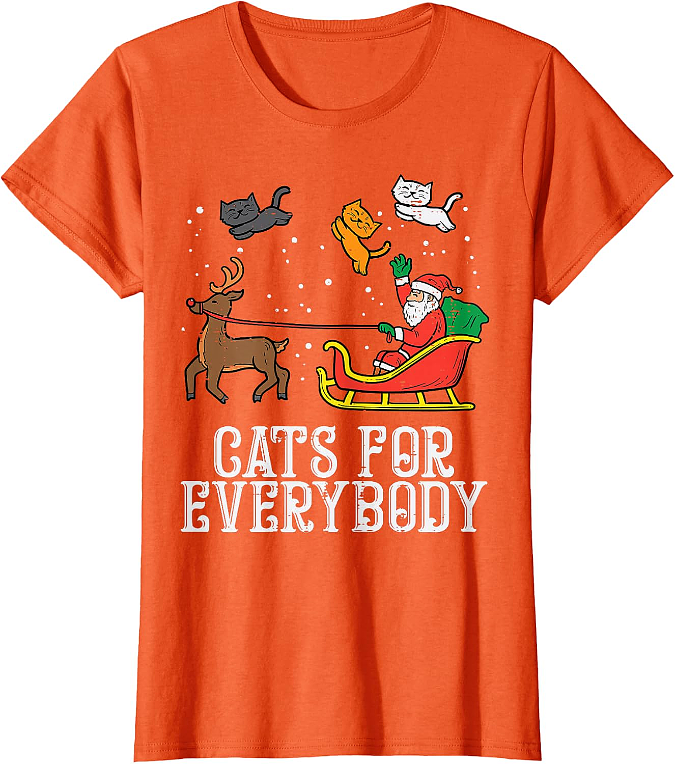 Funny Christmas Cat T-Shirt Santa, Reindeer & Flying Cats