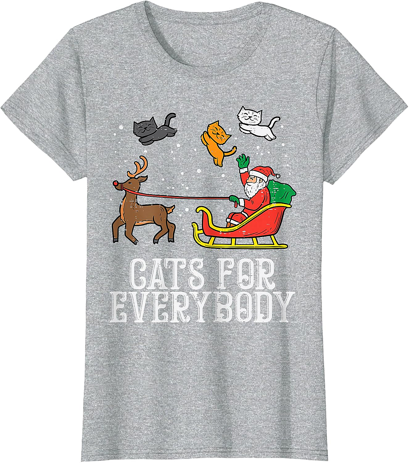 Funny Christmas Cat T-Shirt Santa, Reindeer & Flying Cats