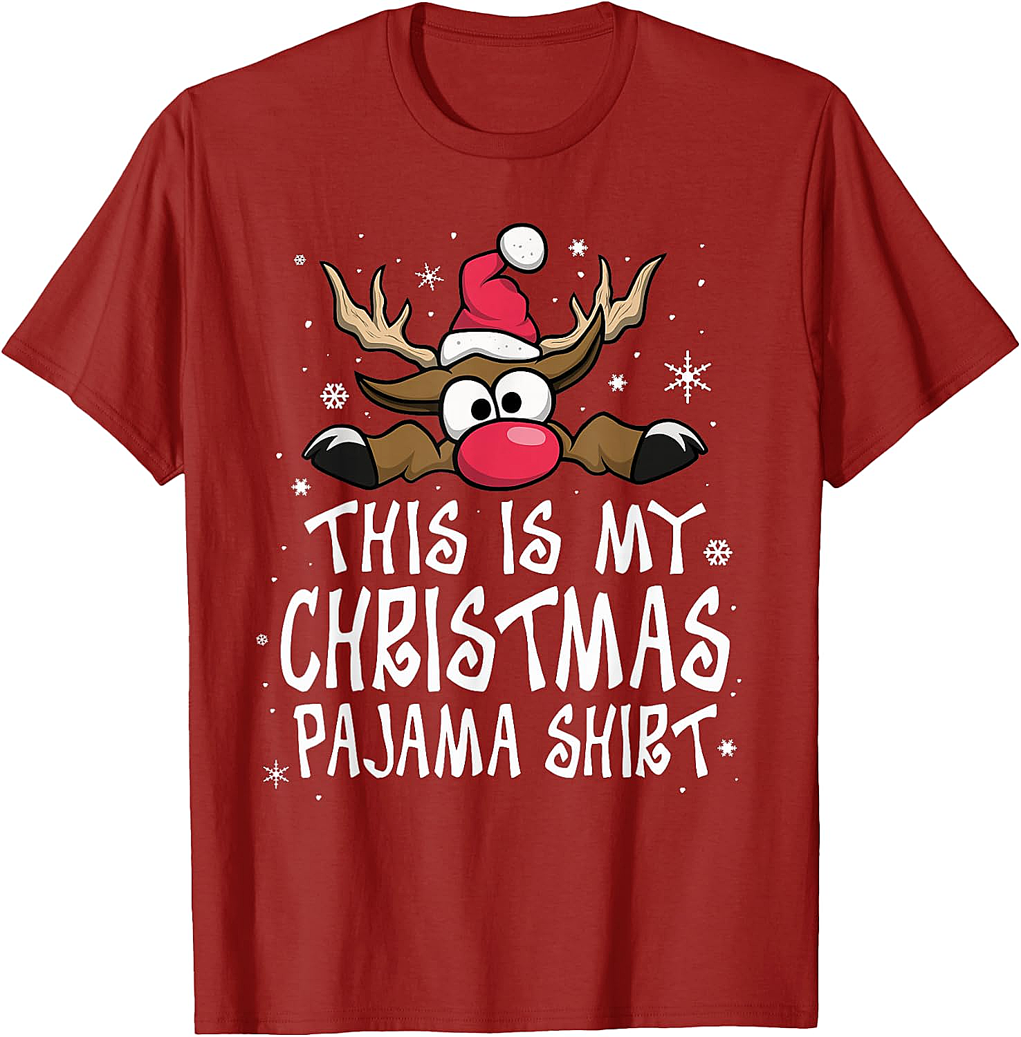 Christmas Pajama Shirt Reindeer Tee Funny Family Gift