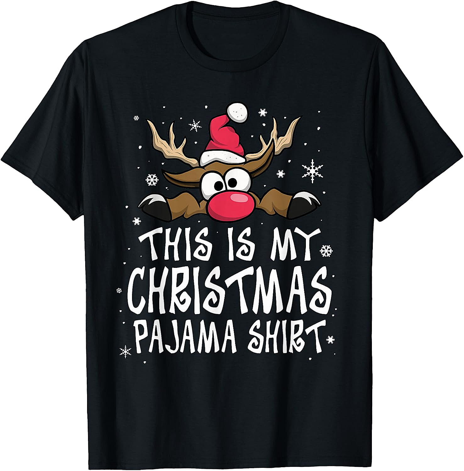Christmas Pajama Shirt Reindeer Tee Funny Family Gift