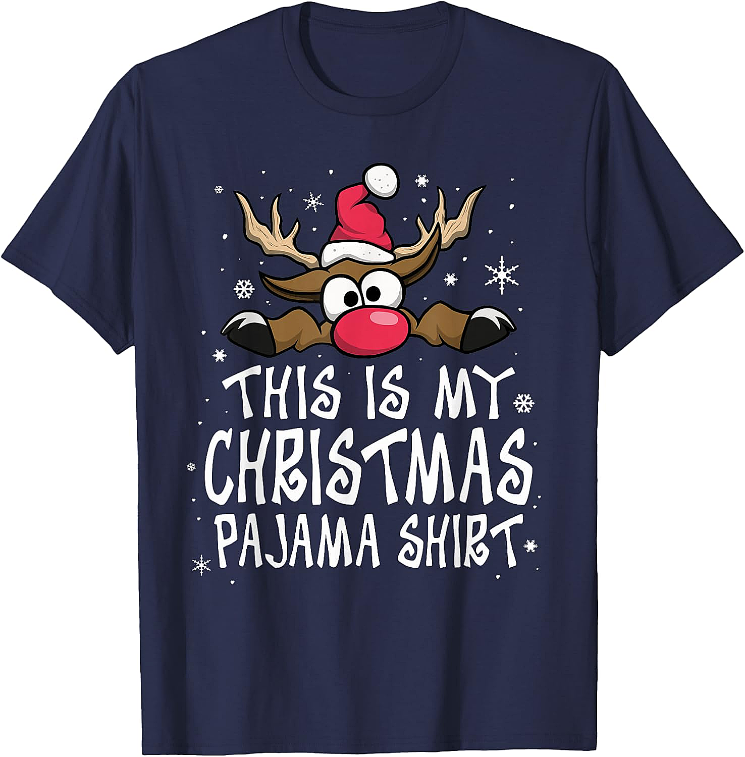 Christmas Pajama Shirt Reindeer Tee Funny Family Gift