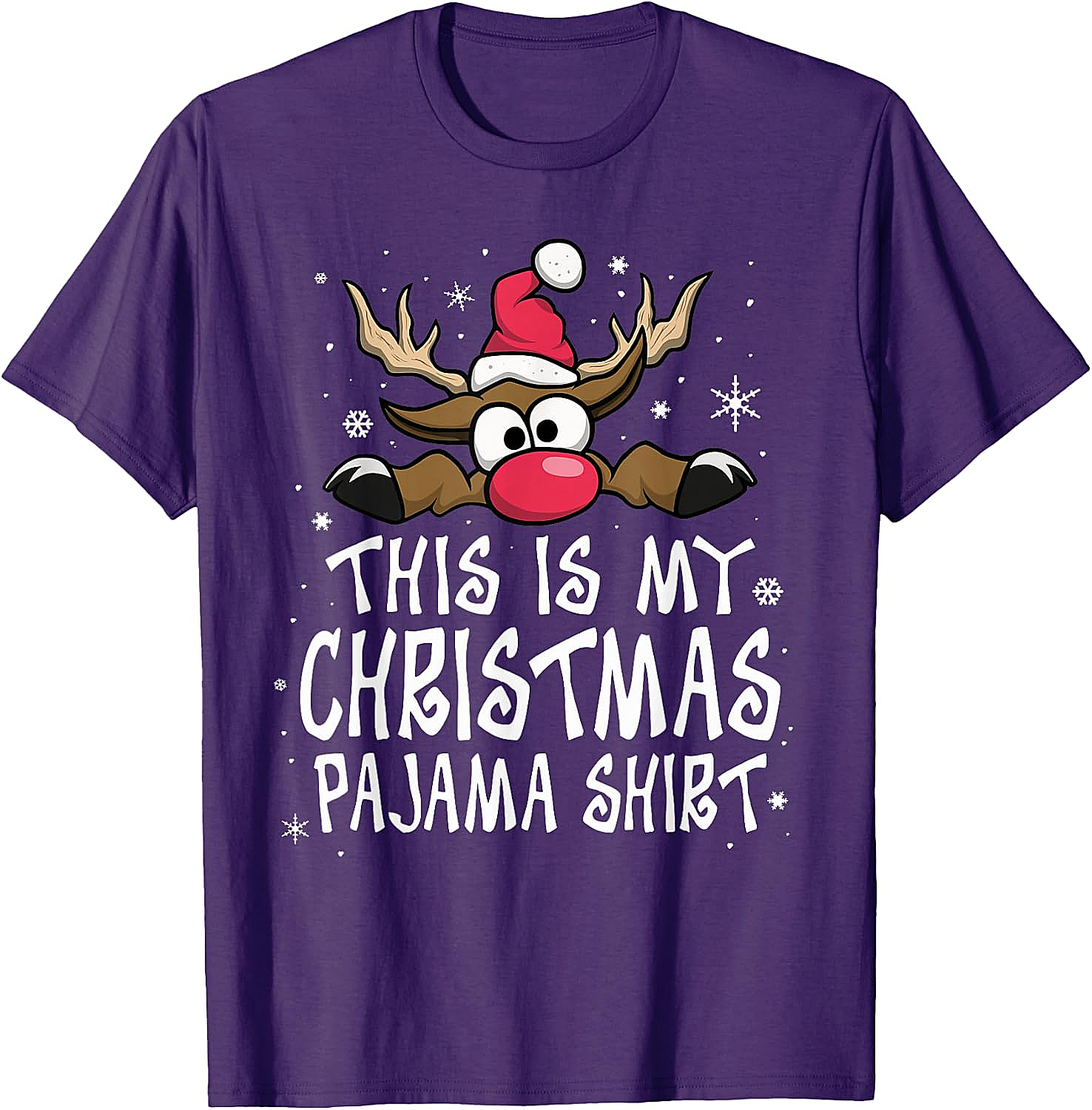 Christmas Pajama Shirt Reindeer Tee Funny Family Gift