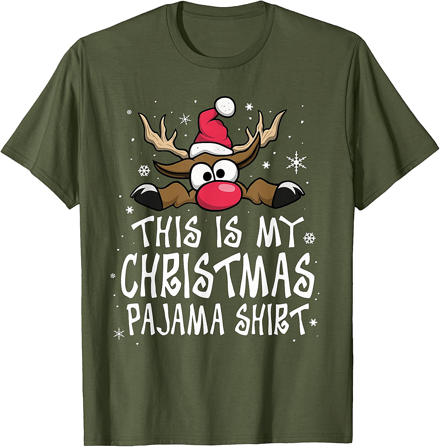 Christmas Pajama Shirt Reindeer Tee Funny Family Gift