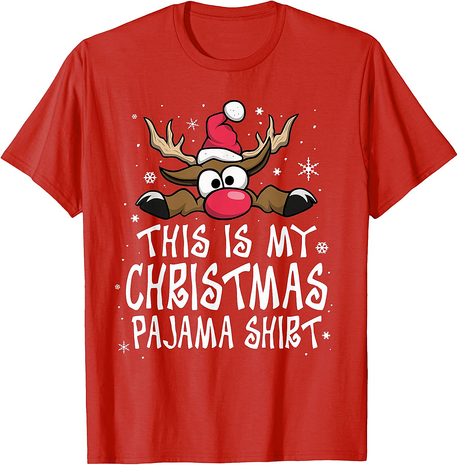 Christmas Pajama Shirt Reindeer Tee Funny Family Gift