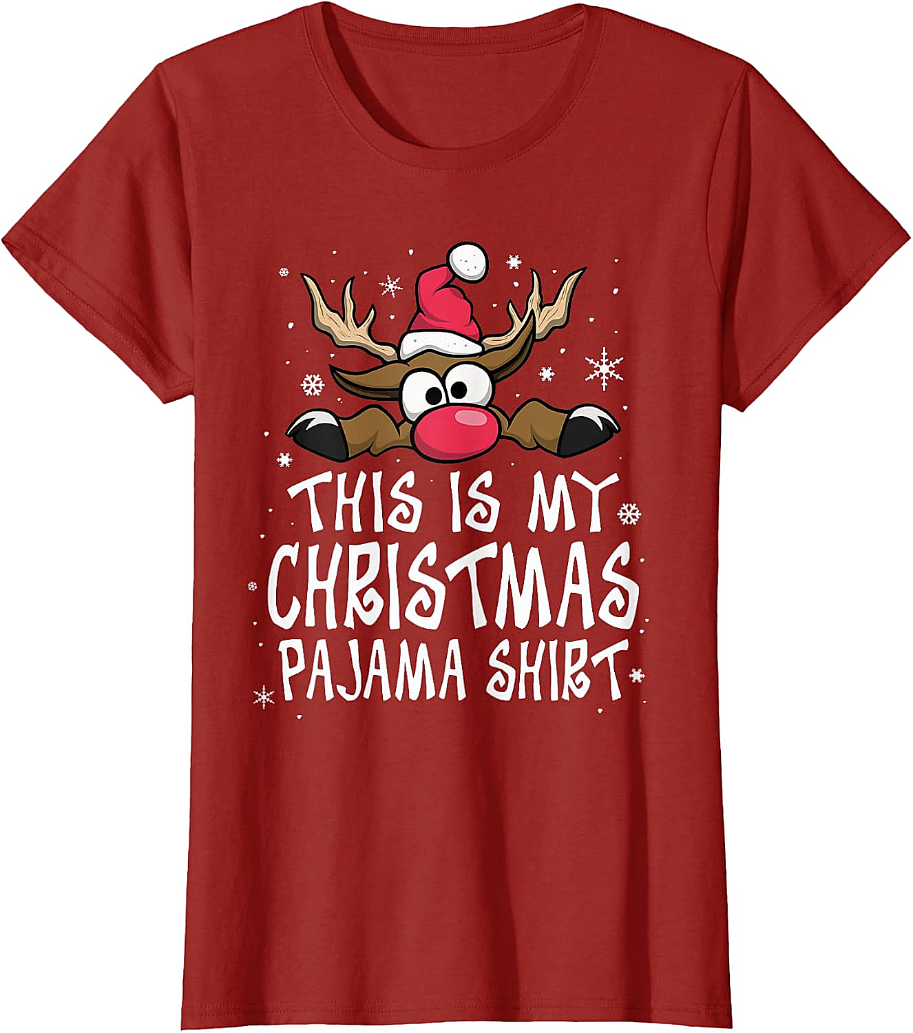 Christmas Pajama Shirt Reindeer Tee Funny Family Gift