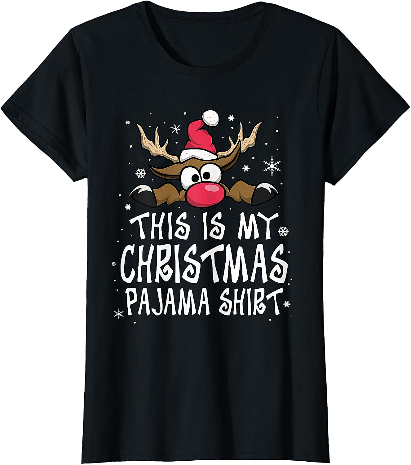 Christmas Pajama Shirt Reindeer Tee Funny Family Gift